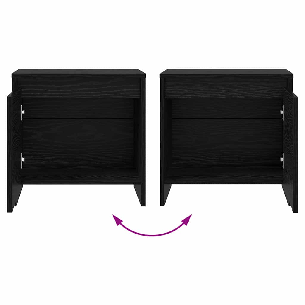 Nachtkastje Zwart Eiken 45 x 34 x 44,5 cm Bewerkt hout is nu te koop bij PeponiXL, paradijselijk wonen!