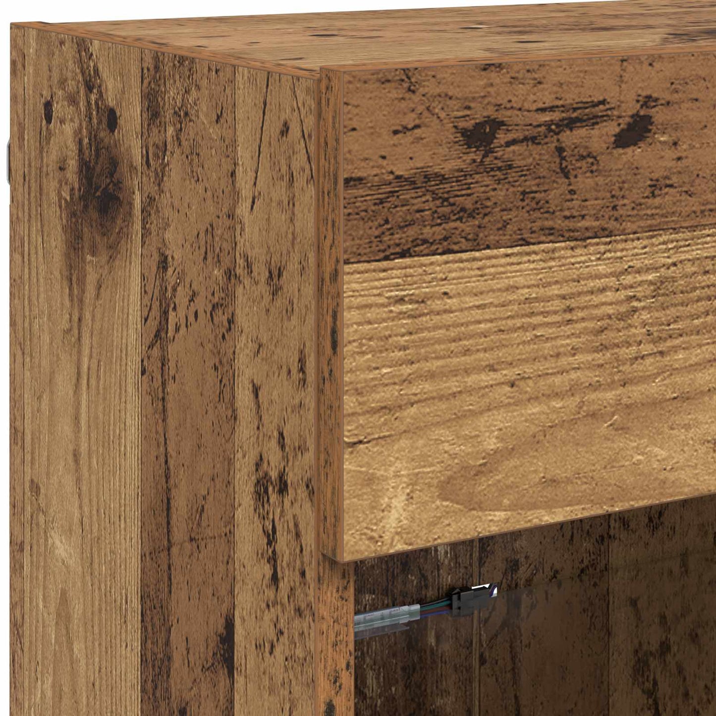 TV-wandkast met LED Oud Hout 98,5 x 30 x 60,5 cm Bewerkt hout is nu te koop bij PeponiXL, paradijselijk wonen!