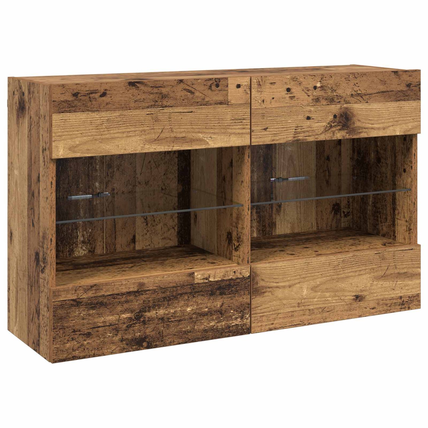 TV-wandkast met LED Oud Hout 98,5 x 30 x 60,5 cm Bewerkt hout is nu te koop bij PeponiXL, paradijselijk wonen!