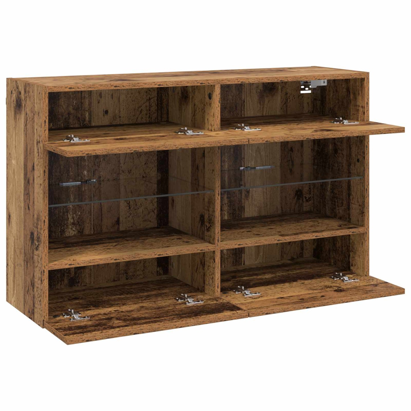 TV-wandkast met LED Oud Hout 98,5 x 30 x 60,5 cm Bewerkt hout is nu te koop bij PeponiXL, paradijselijk wonen!