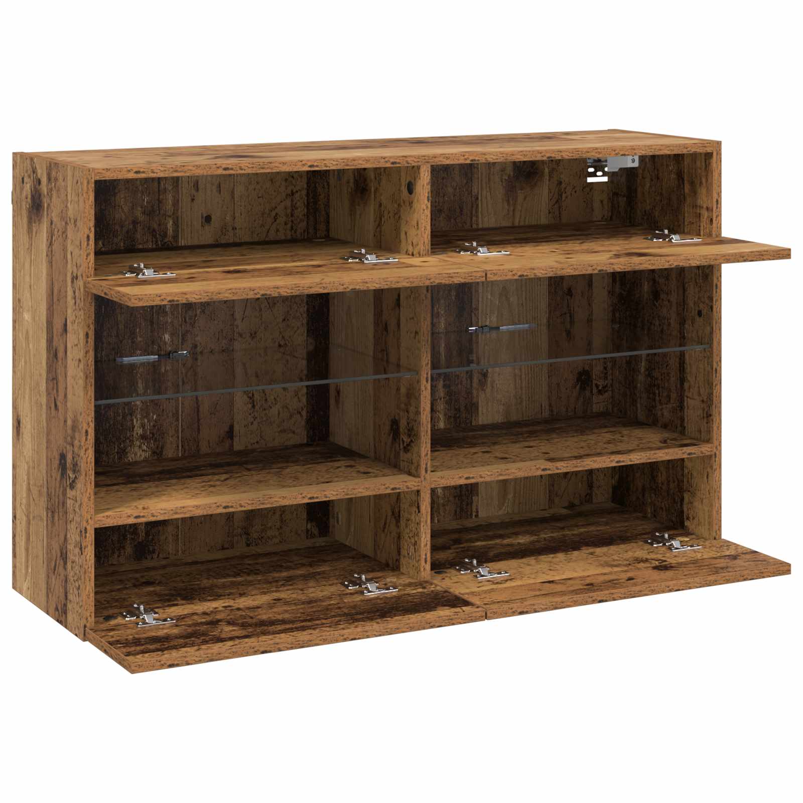 TV-wandkast met LED Oud Hout 98,5 x 30 x 60,5 cm Bewerkt hout is nu te koop bij PeponiXL, paradijselijk wonen!