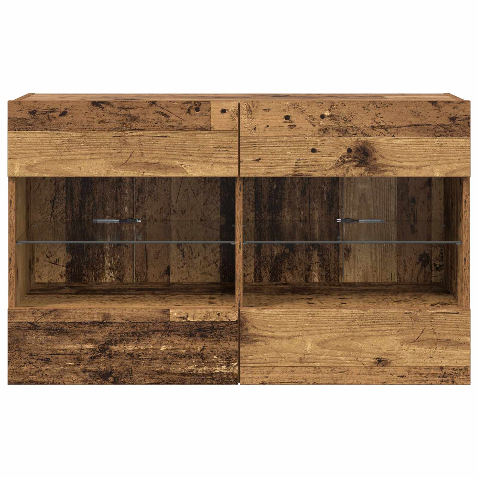 TV-wandkast met LED Oud Hout 98,5 x 30 x 60,5 cm Bewerkt hout is nu te koop bij PeponiXL, paradijselijk wonen!