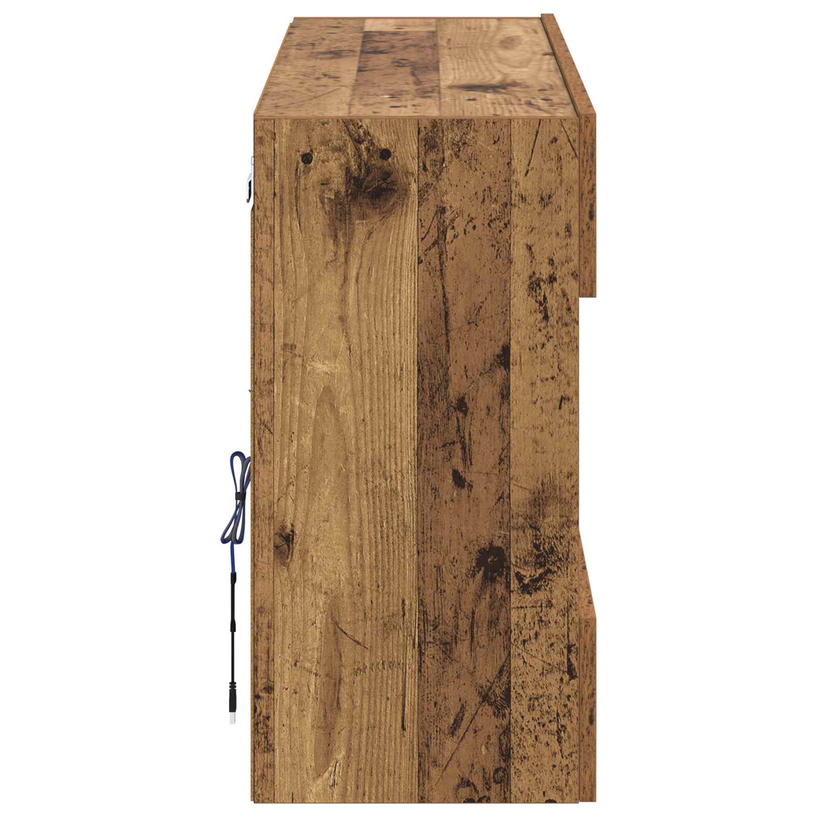 TV-wandkast met LED Oud Hout 98,5 x 30 x 60,5 cm Bewerkt hout is nu te koop bij PeponiXL, paradijselijk wonen!