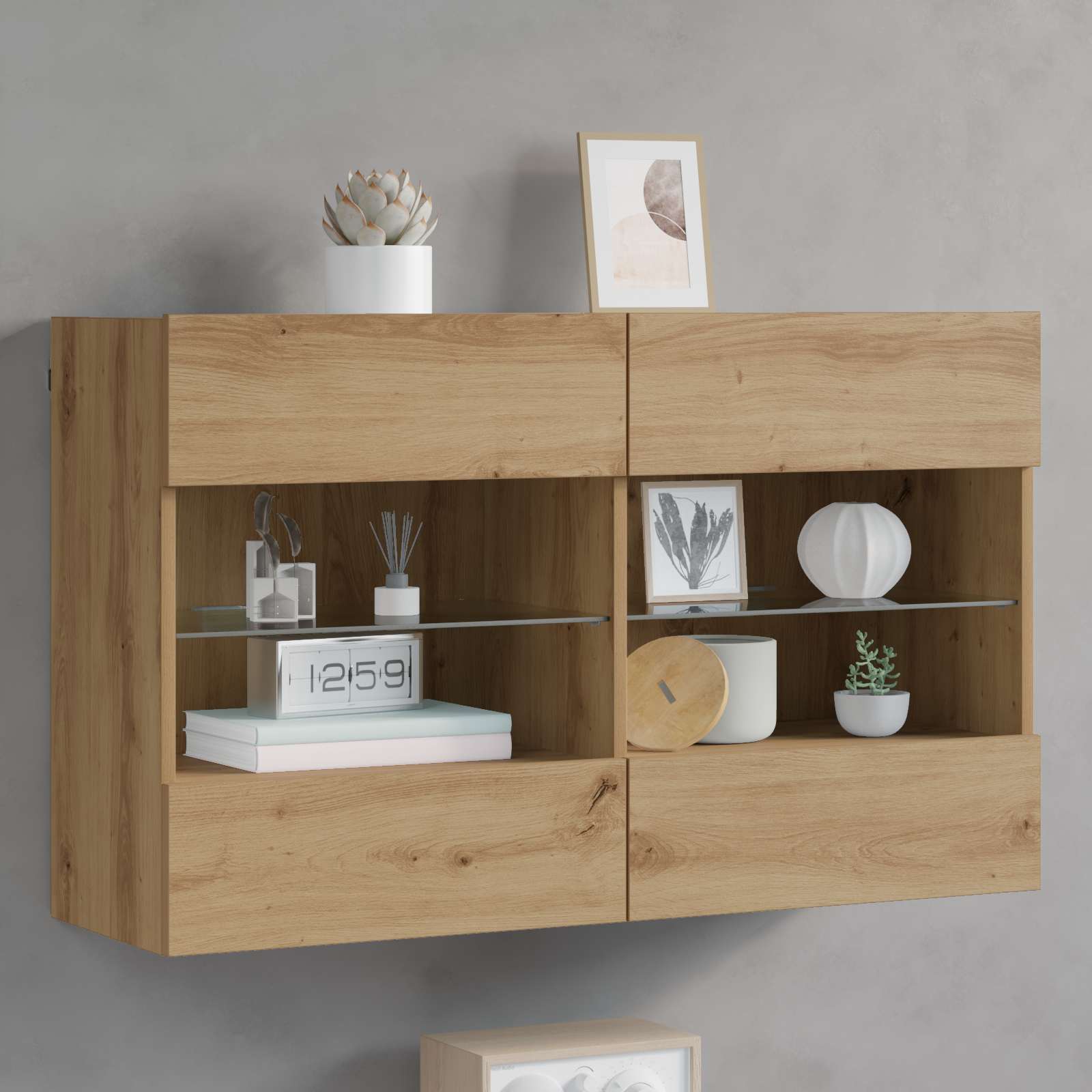 TV-wandkast Artisan Eiken 98,5 x 30 x 60,5 cm Bewerkt hout is nu te koop bij PeponiXL, paradijselijk wonen!