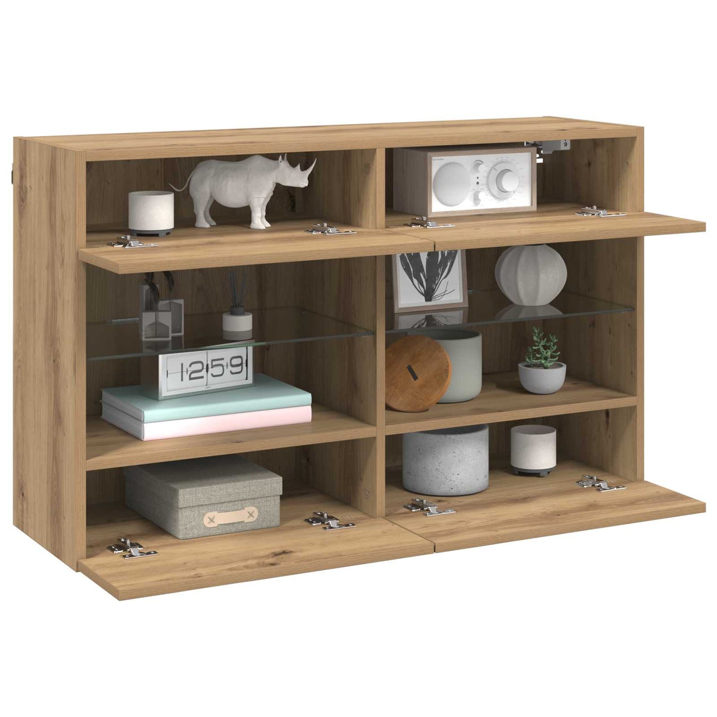 TV-wandkast Artisan Eiken 98,5 x 30 x 60,5 cm Bewerkt hout is nu te koop bij PeponiXL, paradijselijk wonen!