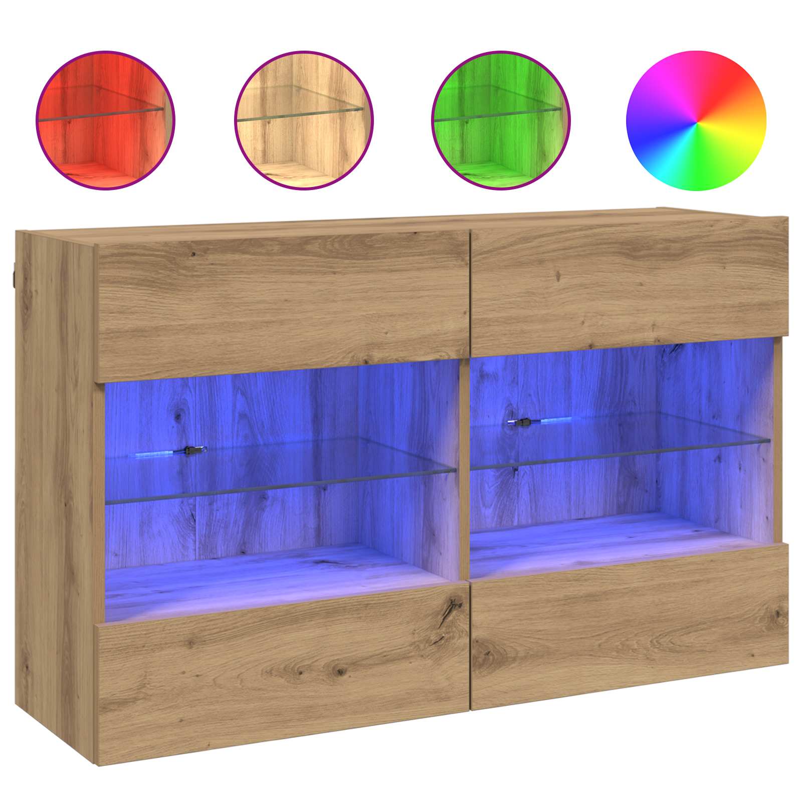 TV-wandkast Artisan Eiken 98,5 x 30 x 60,5 cm Bewerkt hout is nu te koop bij PeponiXL, paradijselijk wonen!