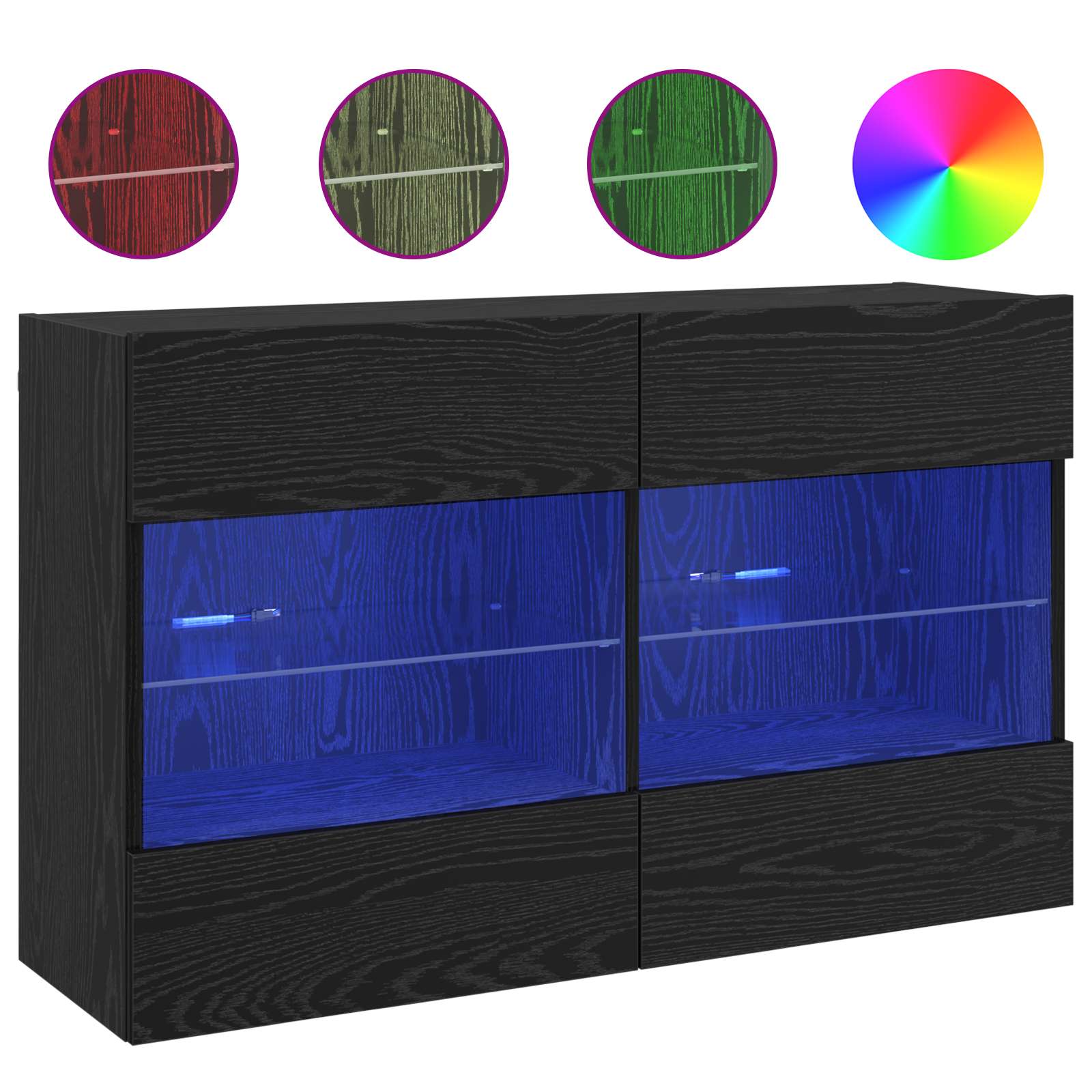 TV-wandkast Zwart Eiken 98,5 x 30 x 60,5 cm Bewerkt hout is nu te koop bij PeponiXL, paradijselijk wonen!