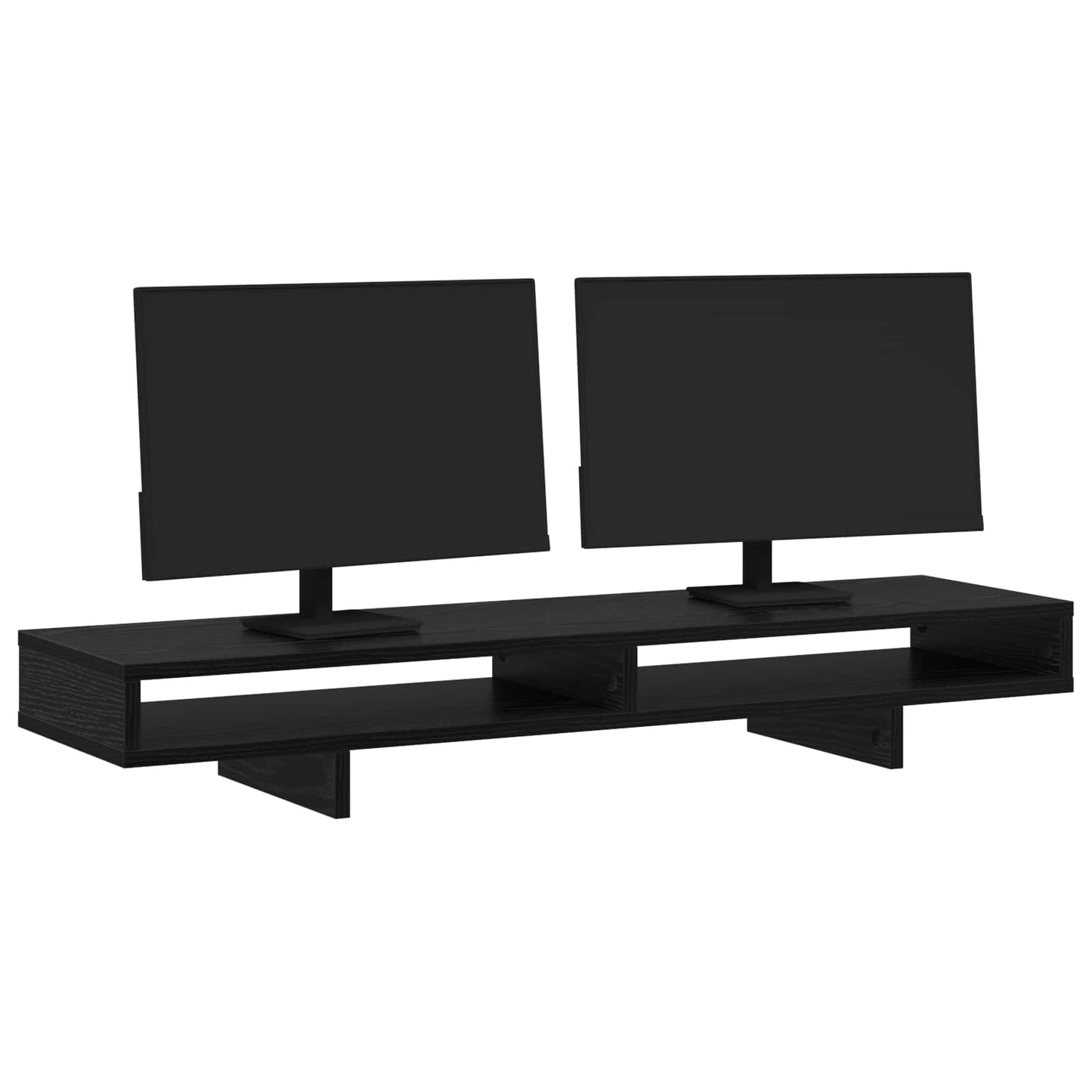 Monitor Stand met plank Zwart 100 x 27 x 15 cm Bewerkt hout is nu te koop bij PeponiXL, paradijselijk wonen!