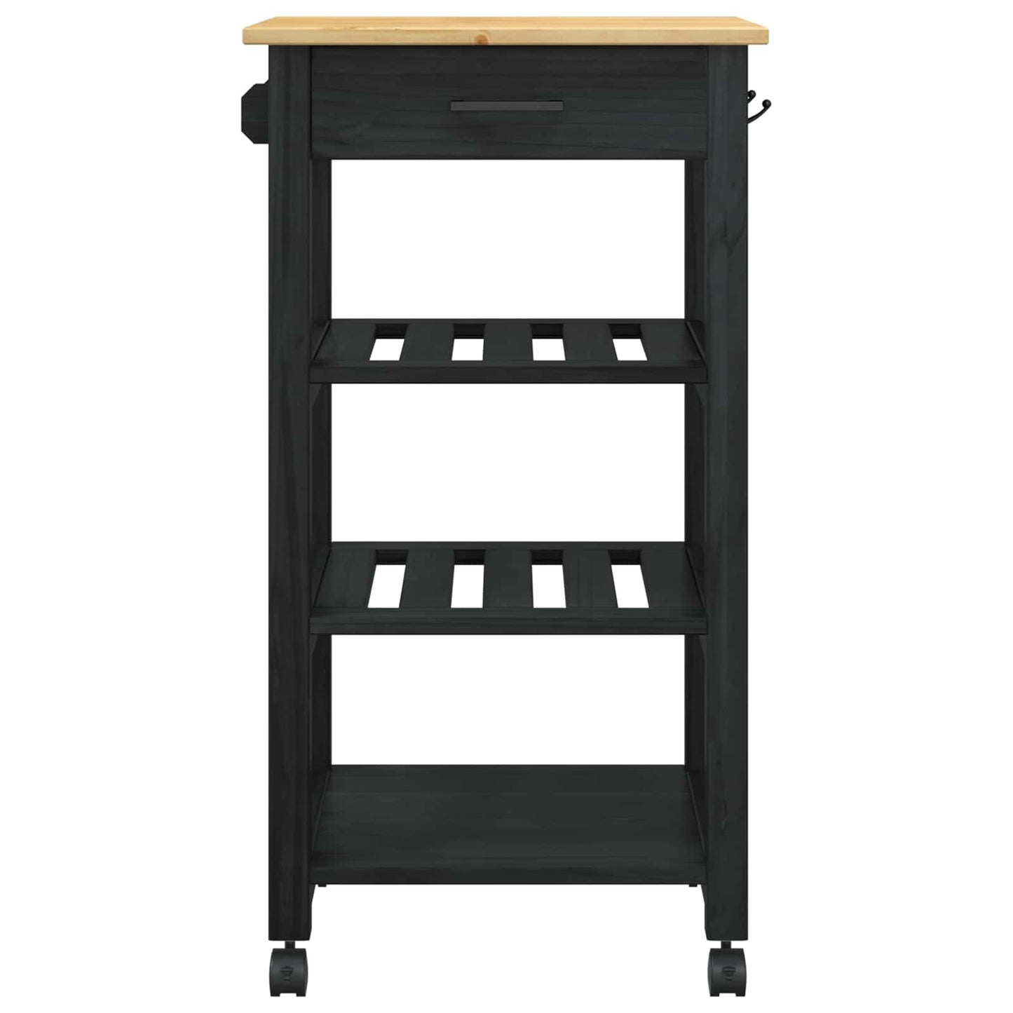 Keuken Trolley Zwart 88,5 x 40 x 48 cm Massief Vurenhout is nu te koop bij PeponiXL, paradijselijk wonen!