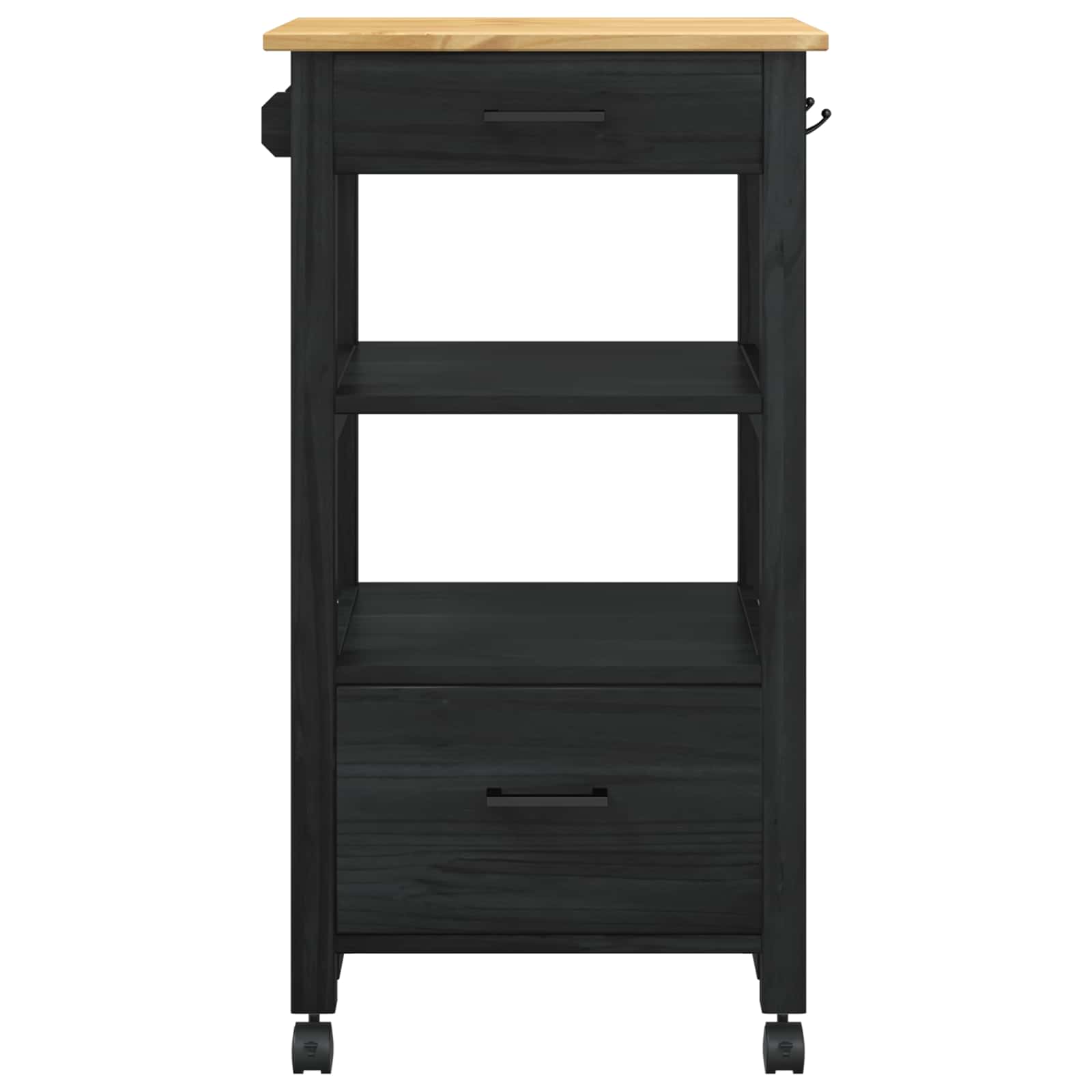 Keuken Trolley Zwart 88,5 x 40 x 48 cm Massief Vurenhout is nu te koop bij PeponiXL, paradijselijk wonen!