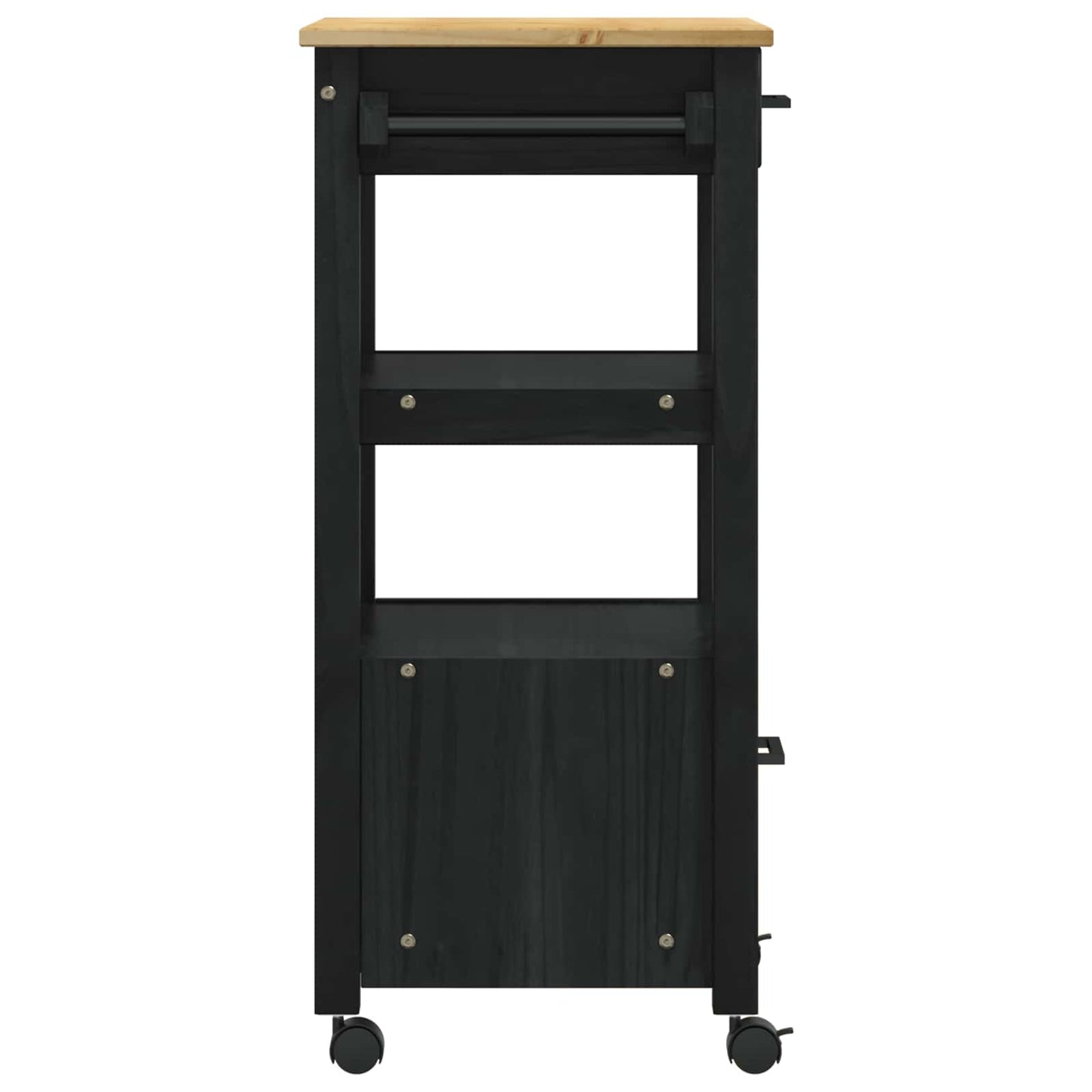 Keuken Trolley Zwart 88,5 x 40 x 48 cm Massief Vurenhout is nu te koop bij PeponiXL, paradijselijk wonen!