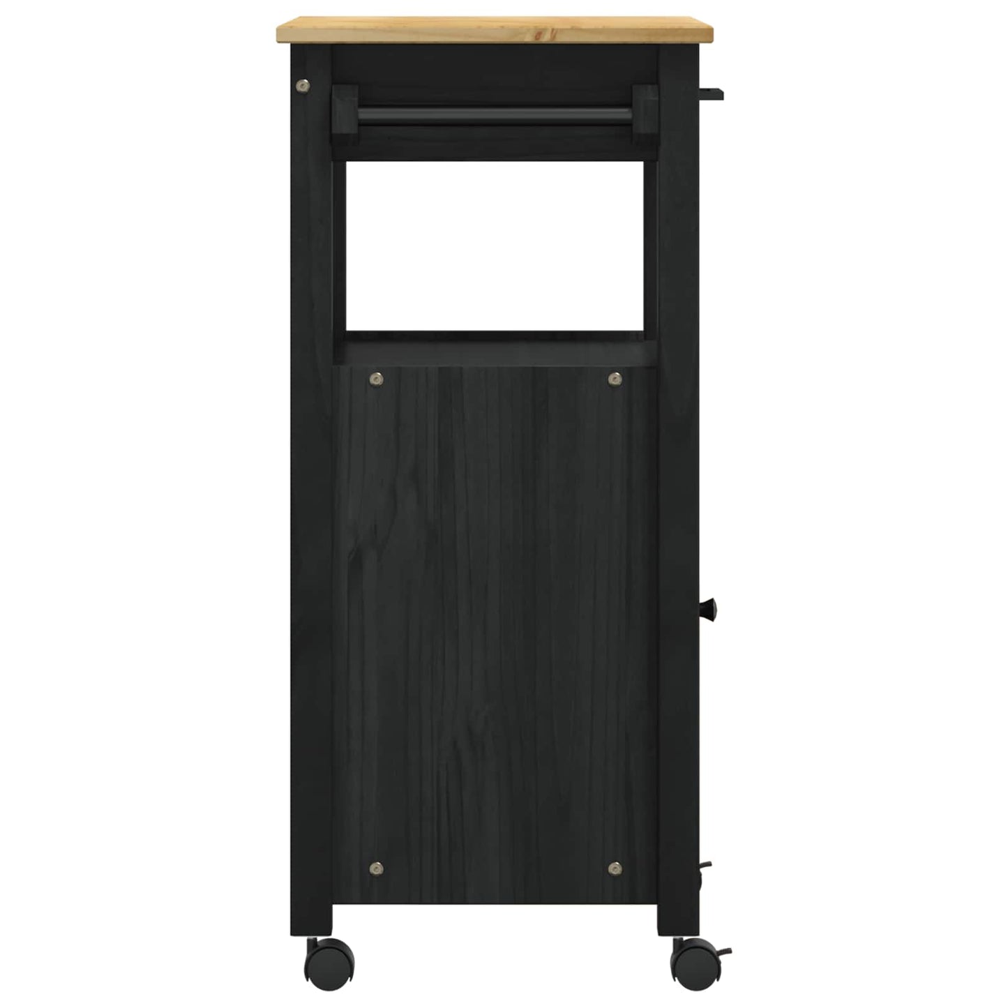 Keuken Trolley Zwart 88,5 x 40 x 48 cm Massief Vurenhout is nu te koop bij PeponiXL, paradijselijk wonen!