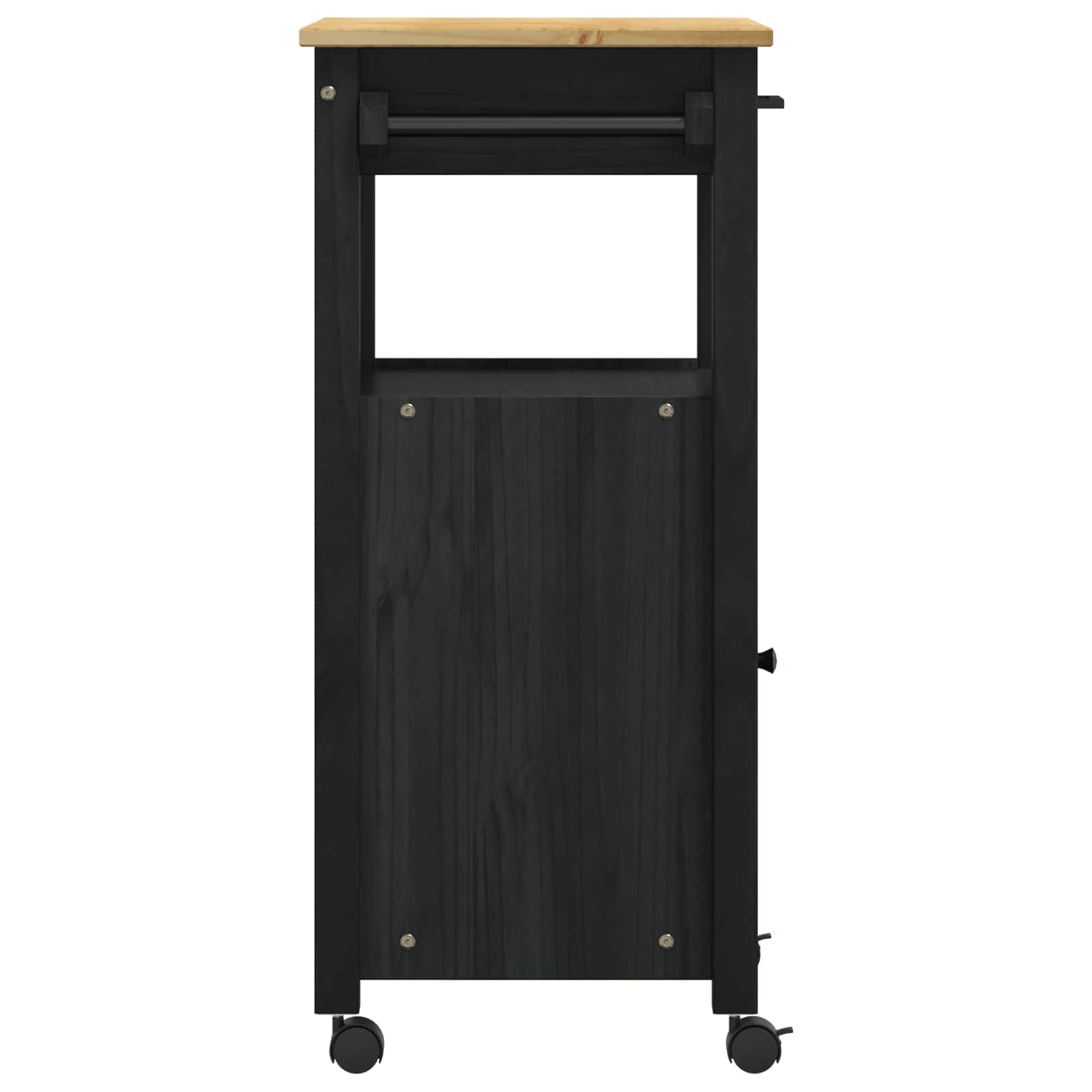 Keuken Trolley Zwart 88,5 x 40 x 48 cm Massief Vurenhout is nu te koop bij PeponiXL, paradijselijk wonen!