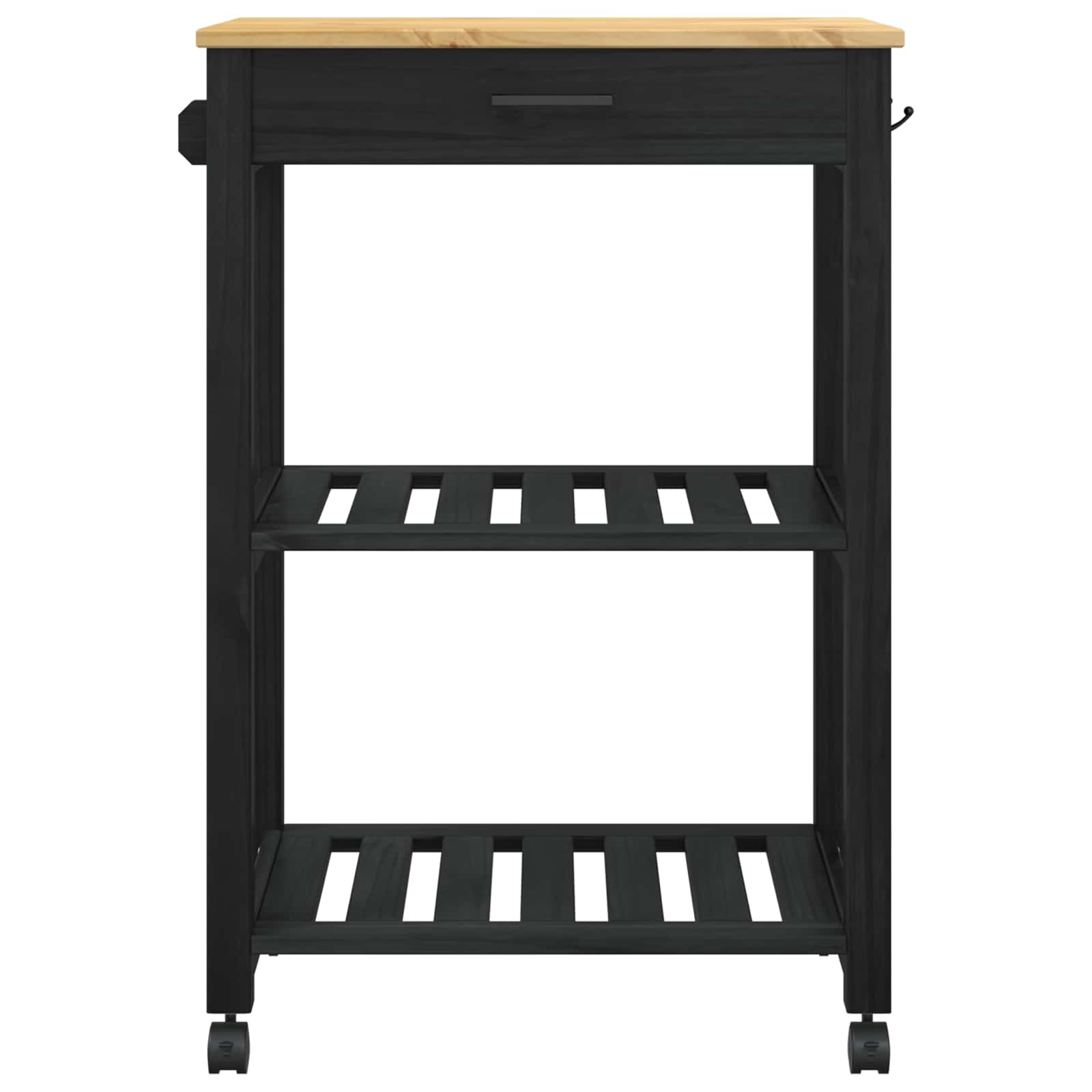 Keuken Trolley Zwart 88,5 x 40 x 60 cm Massief Vurenhout is nu te koop bij PeponiXL, paradijselijk wonen!