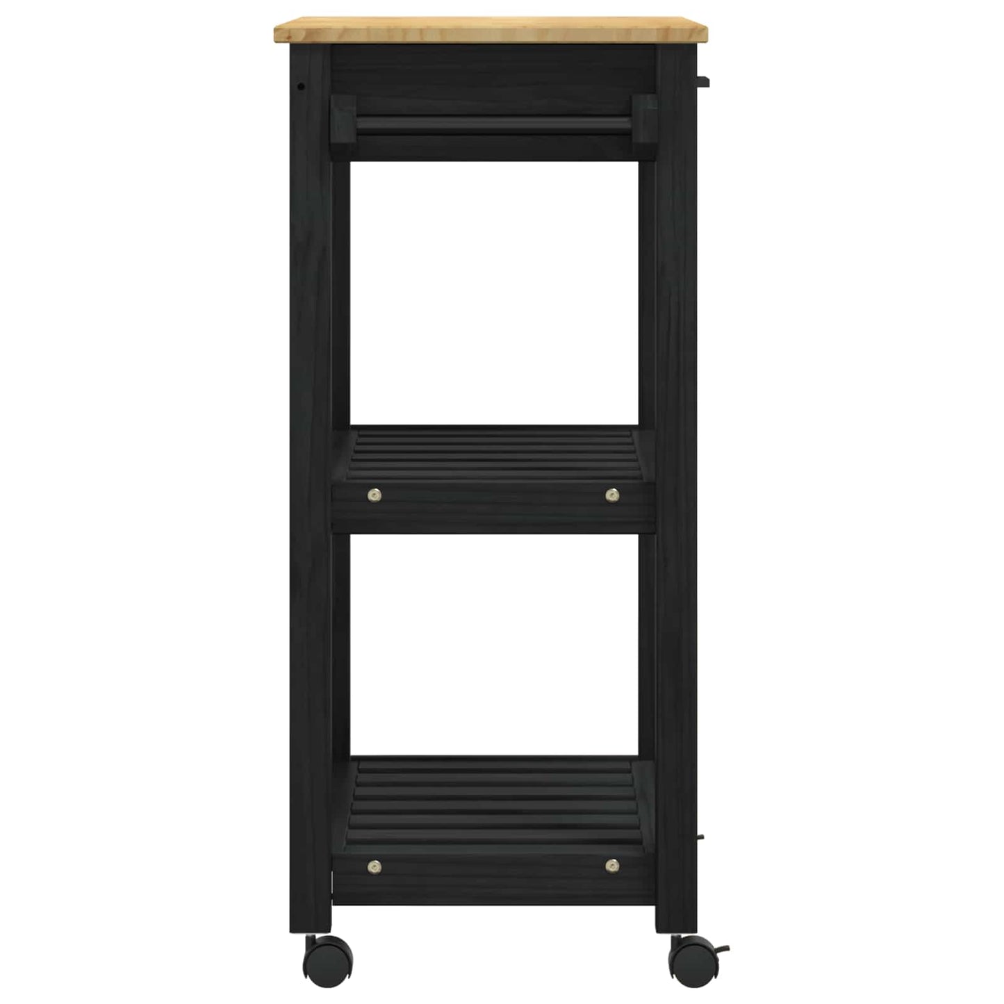 Keuken Trolley Zwart 88,5 x 40 x 60 cm Massief Vurenhout is nu te koop bij PeponiXL, paradijselijk wonen!