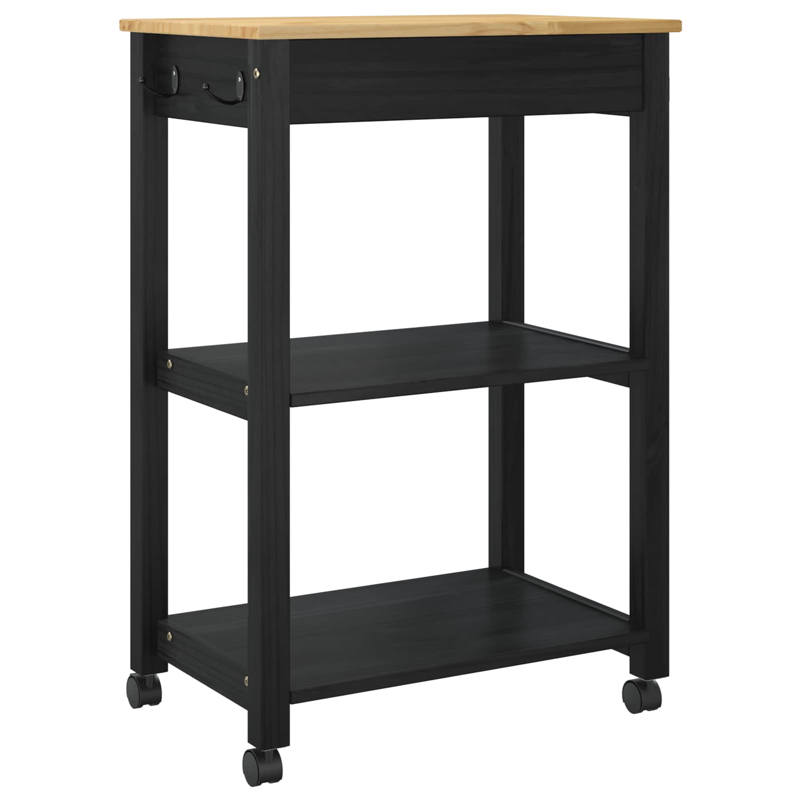 Keuken Trolley Zwart 88,5 x 40 x 60 cm Massief Vurenhout is nu te koop bij PeponiXL, paradijselijk wonen!