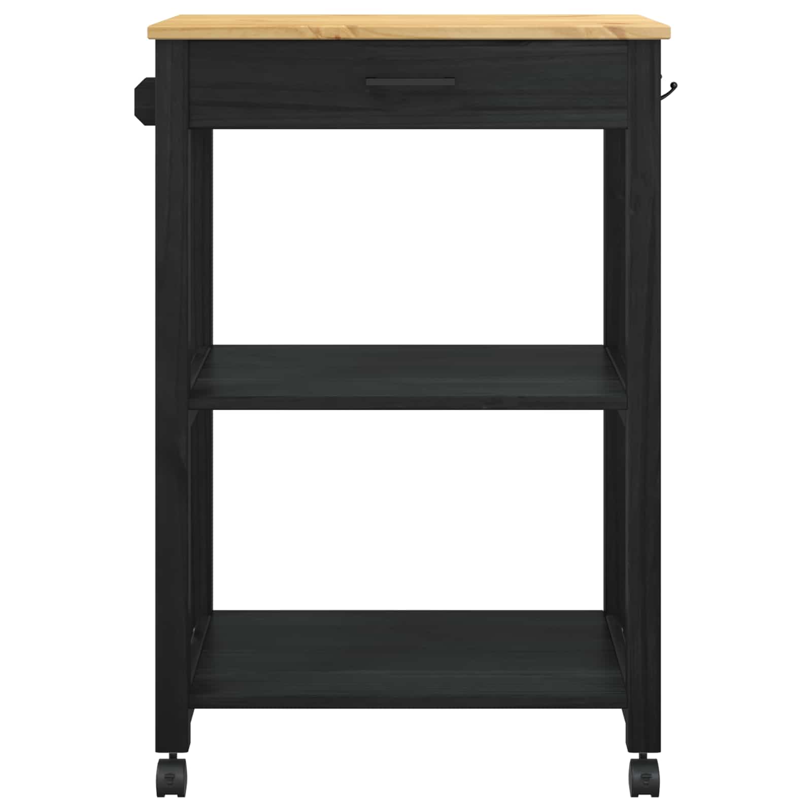 Keuken Trolley Zwart 88,5 x 40 x 60 cm Massief Vurenhout is nu te koop bij PeponiXL, paradijselijk wonen!