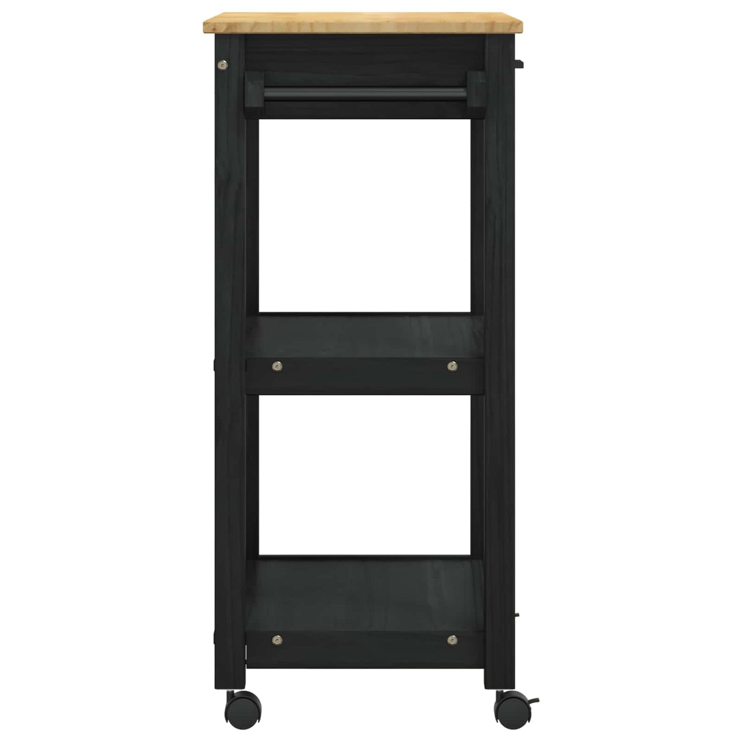 Keuken Trolley Zwart 88,5 x 40 x 60 cm Massief Vurenhout is nu te koop bij PeponiXL, paradijselijk wonen!