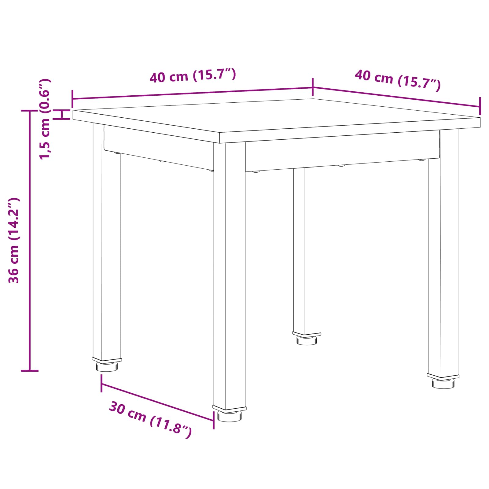 Salontafel Wit 40 x 40 x 36 cm Massief grenenhout is nu te koop bij PeponiXL, paradijselijk wonen!