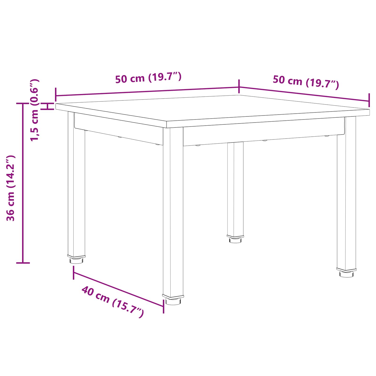 Salontafel Wit 50 x 50 x 36 cm Massief grenenhout is nu te koop bij PeponiXL, paradijselijk wonen!