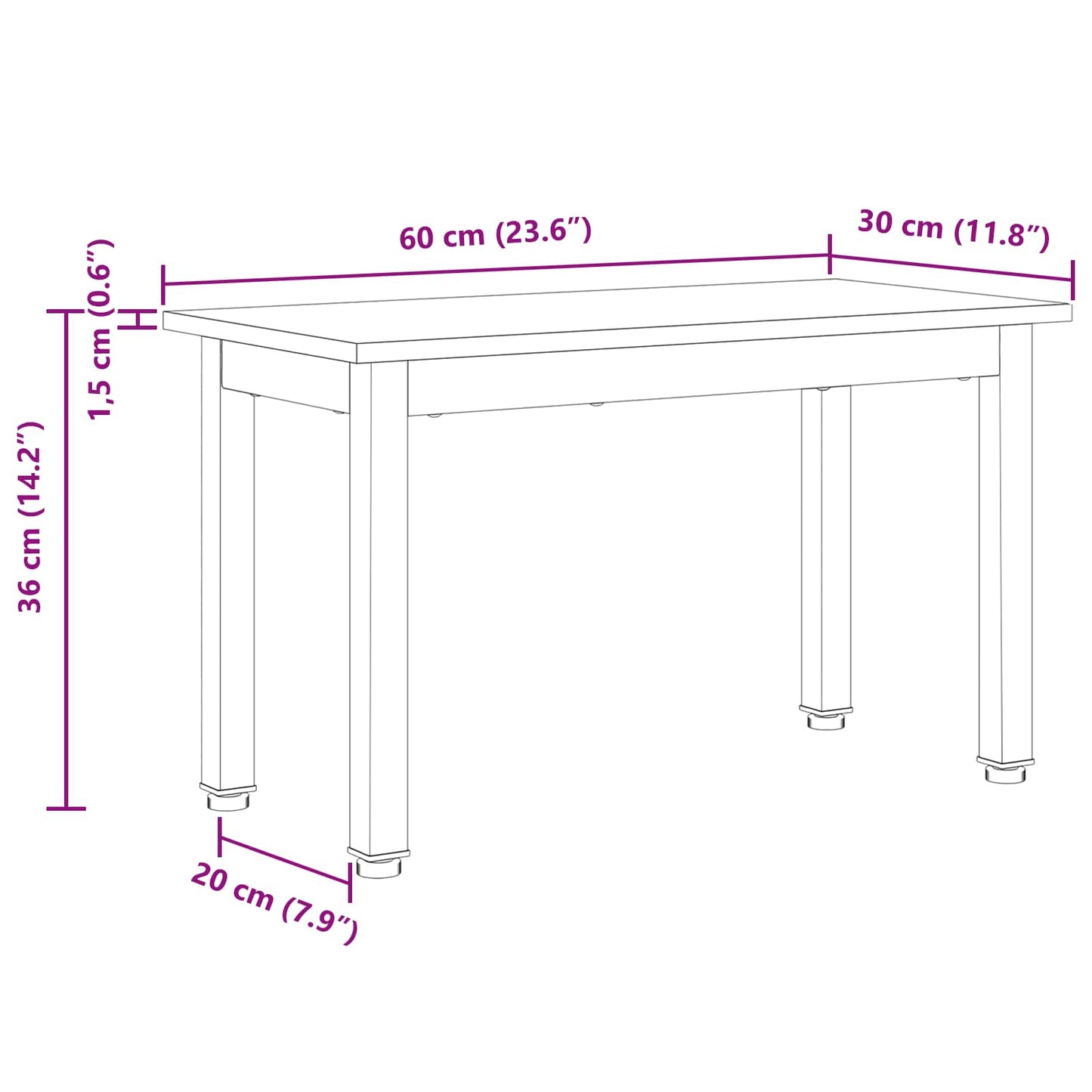 Salontafel Wit 60 x 30 x 36 cm Massief grenenhout is nu te koop bij PeponiXL, paradijselijk wonen!