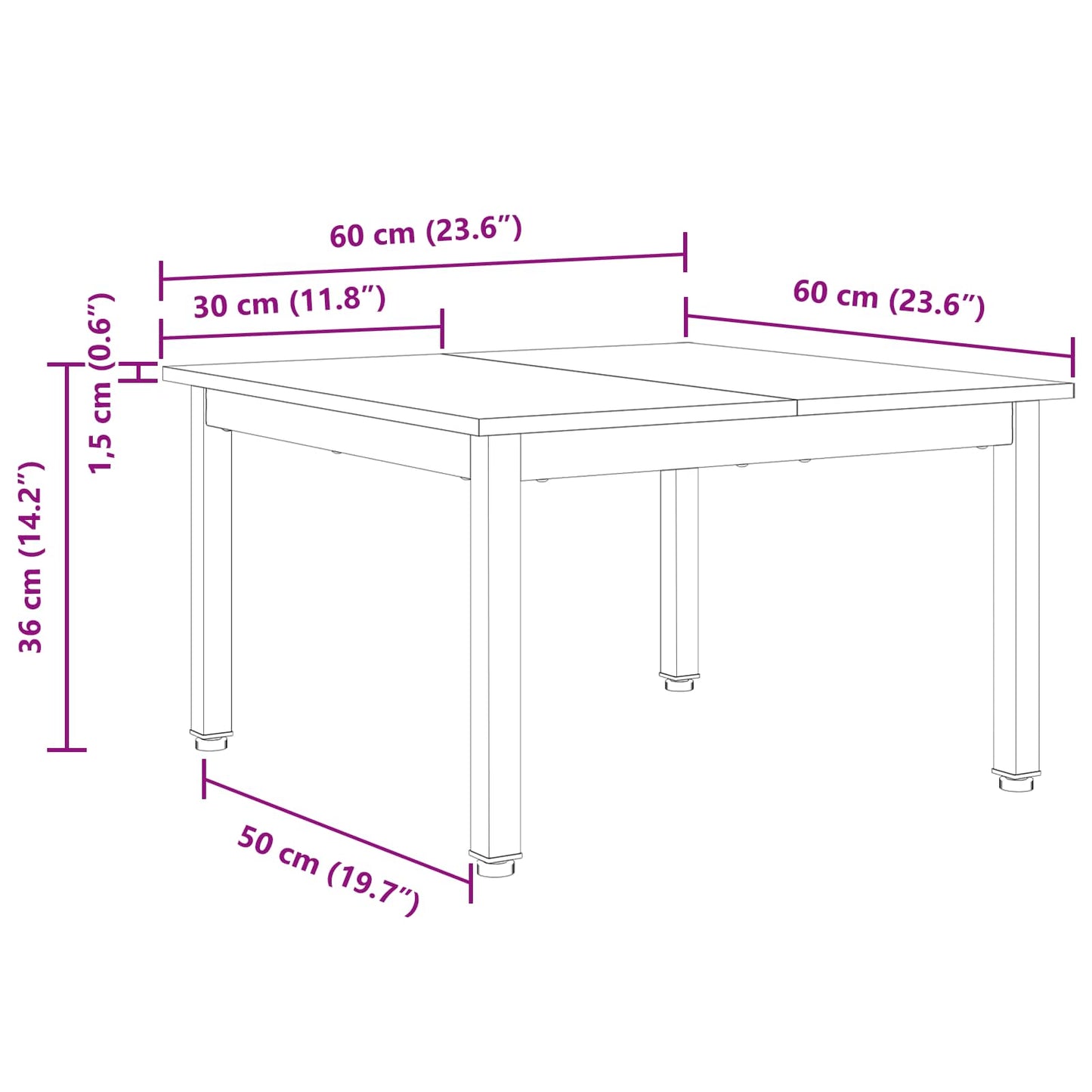 Salontafel Wit 60 x 60 x 36 cm Massief grenenhout is nu te koop bij PeponiXL, paradijselijk wonen!