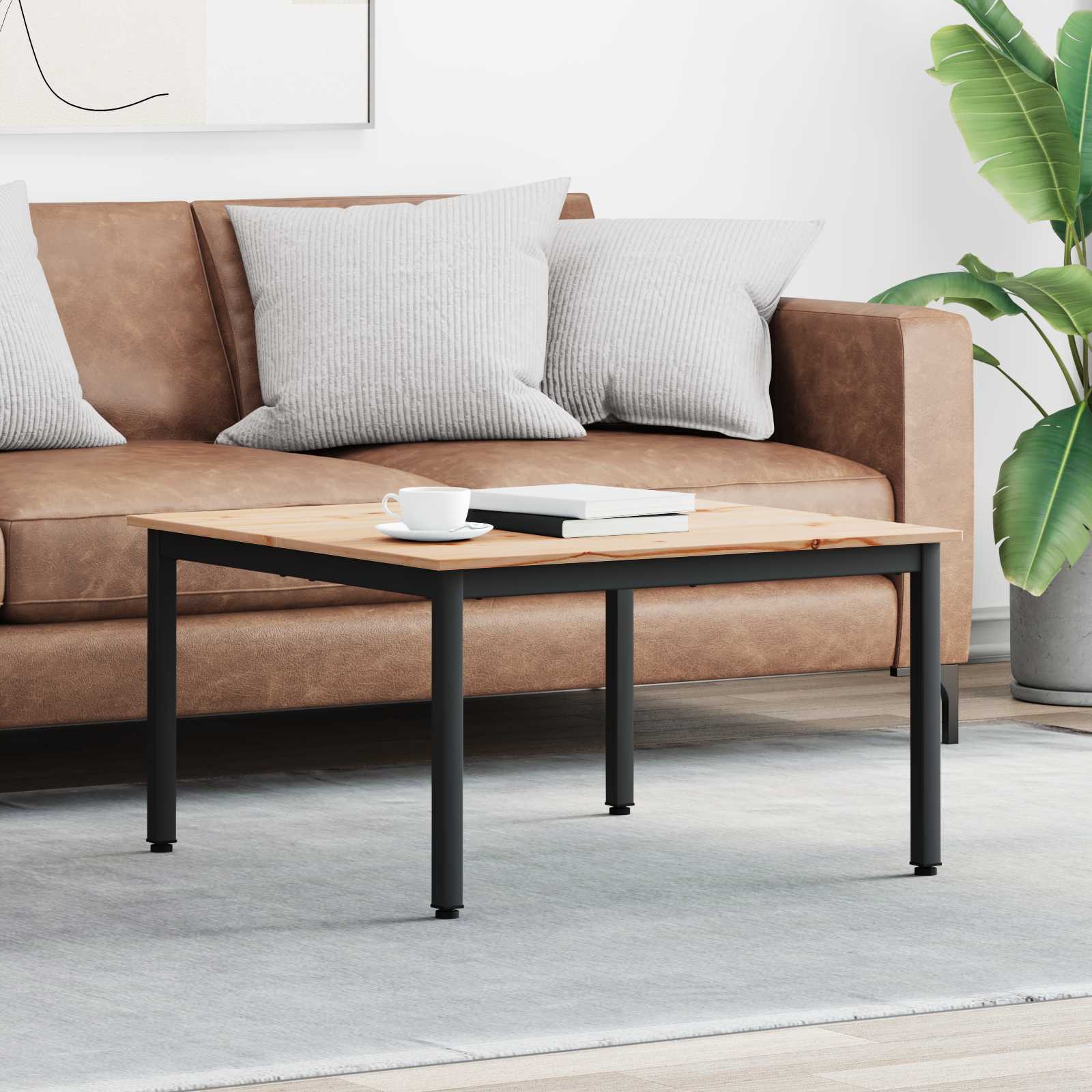 Salontafel Naturel 80 x 80 x 45 cm Massief grenenhout is nu te koop bij PeponiXL, paradijselijk wonen!