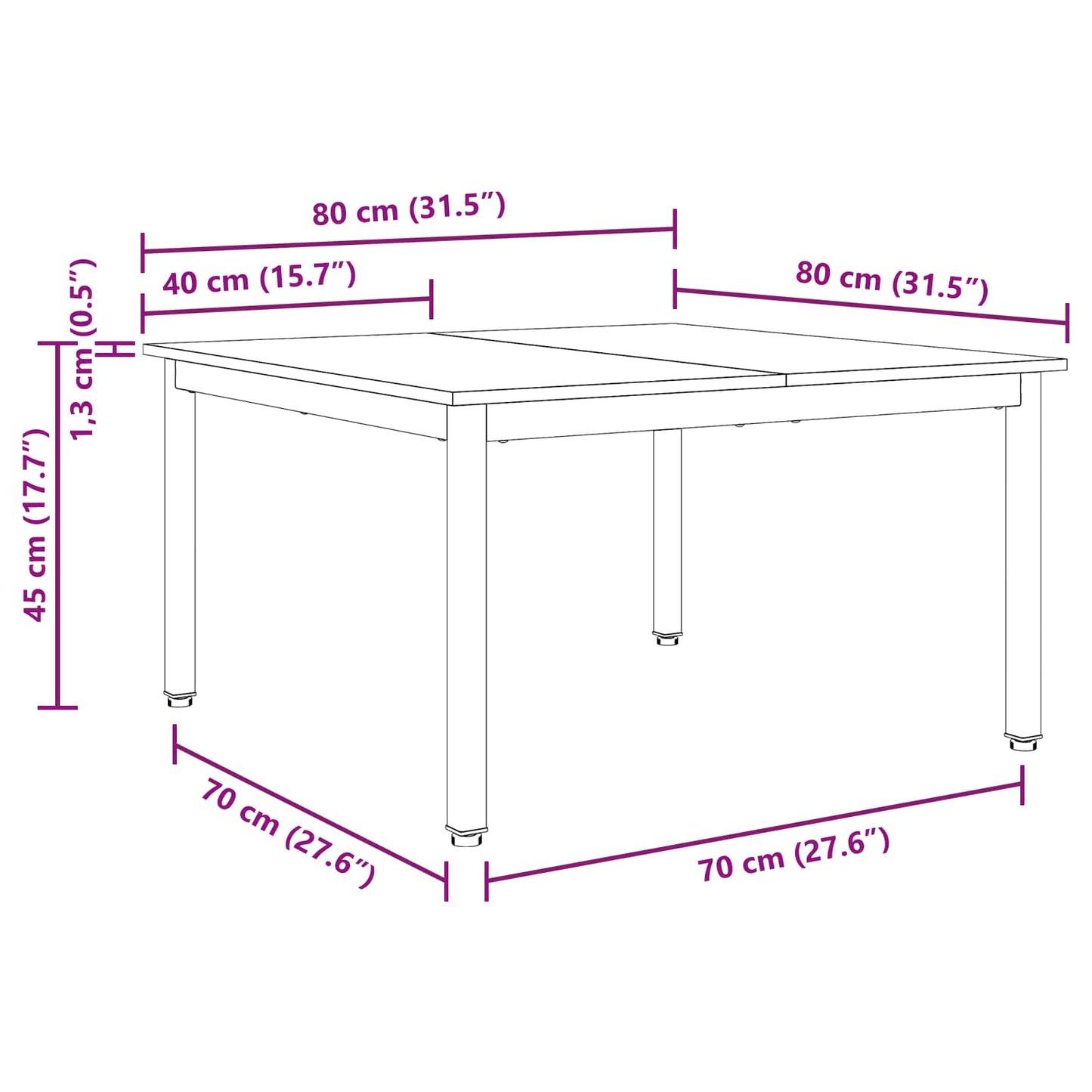 Salontafel Naturel 80 x 80 x 45 cm Massief grenenhout is nu te koop bij PeponiXL, paradijselijk wonen!