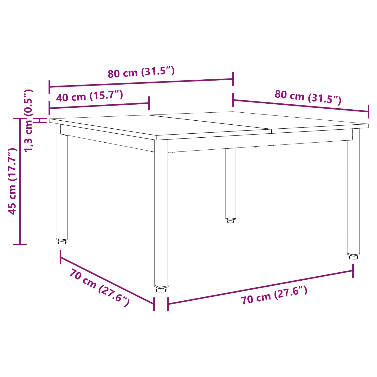 Salontafel Naturel 80 x 80 x 45 cm Massief grenenhout is nu te koop bij PeponiXL, paradijselijk wonen!