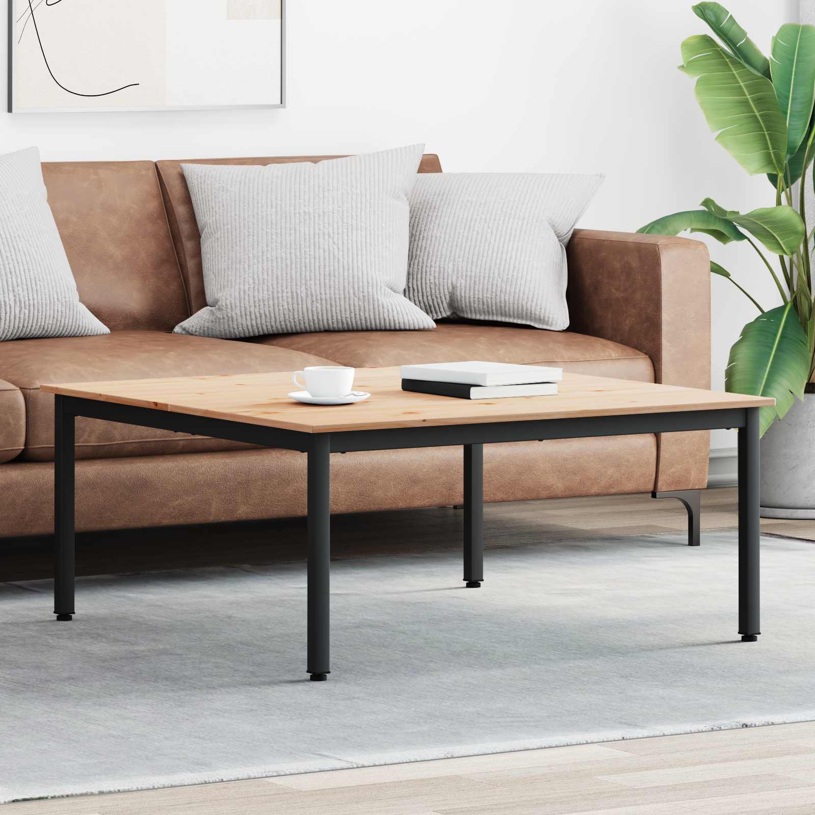 Salontafel Naturel 100 x 100 x 45 cm Massief grenenhout is nu te koop bij PeponiXL, paradijselijk wonen!