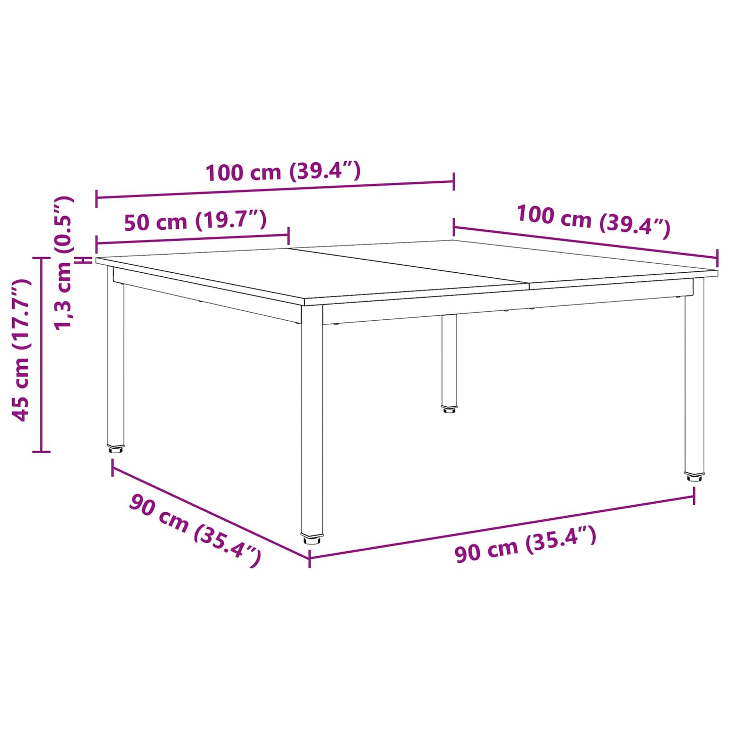 Salontafel Naturel 100 x 100 x 45 cm Massief grenenhout is nu te koop bij PeponiXL, paradijselijk wonen!