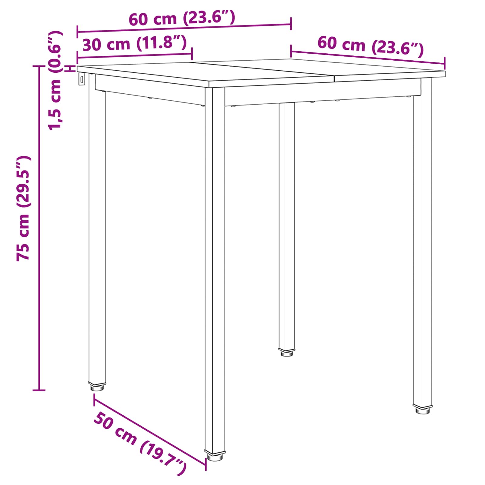 Eettafel Wit 60 x 60 x 75 cm Massief grenenhout is nu te koop bij PeponiXL, paradijselijk wonen!