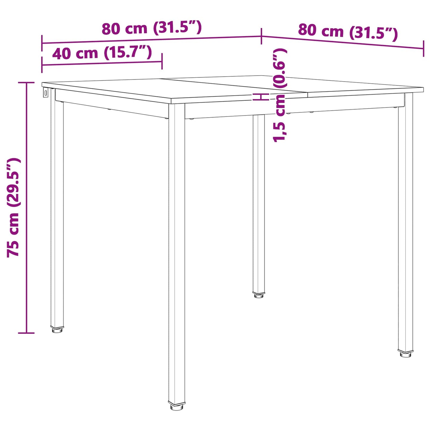 Eettafel Naturel 80 x 80 x 75 cm Massief grenenhout is nu te koop bij PeponiXL, paradijselijk wonen!