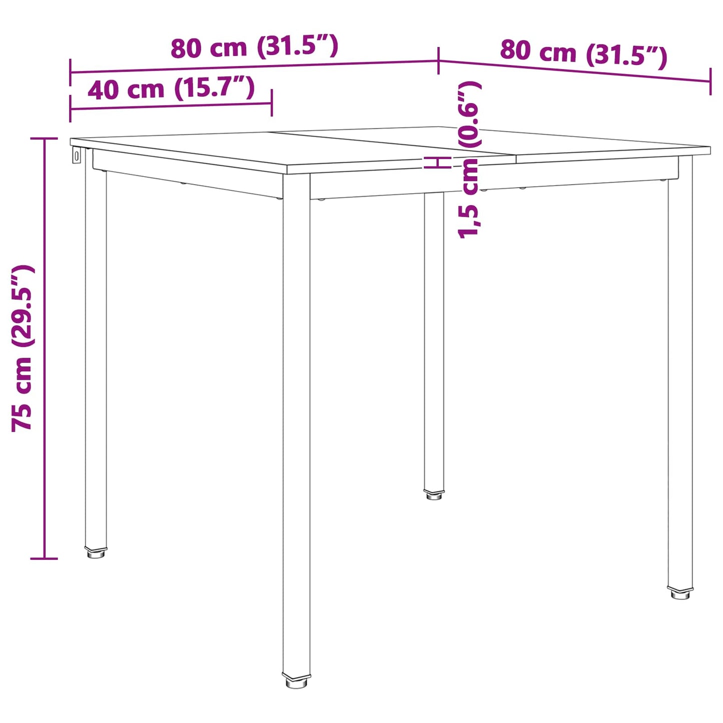 Eettafel Wit 80 x 80 x 75 cm Massief grenenhout is nu te koop bij PeponiXL, paradijselijk wonen!