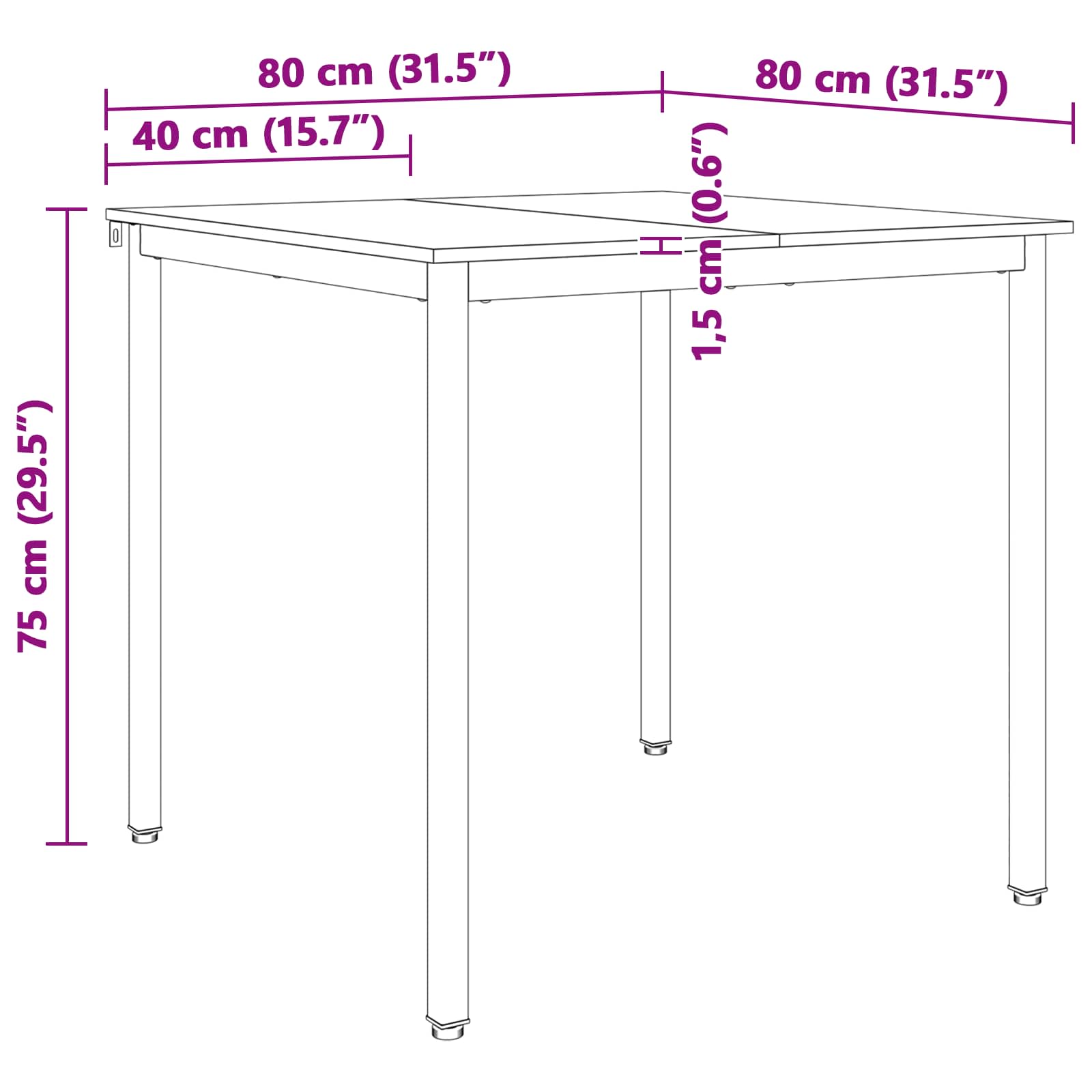 Eettafel Wit 80 x 80 x 75 cm Massief grenenhout is nu te koop bij PeponiXL, paradijselijk wonen!