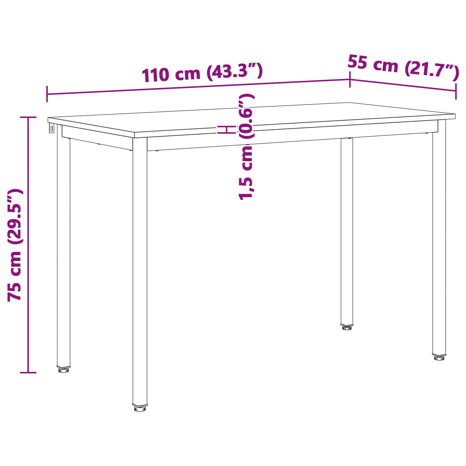 Eettafel Wit 110 x 55 x 75 cm Massief grenenhout is nu te koop bij PeponiXL, paradijselijk wonen!