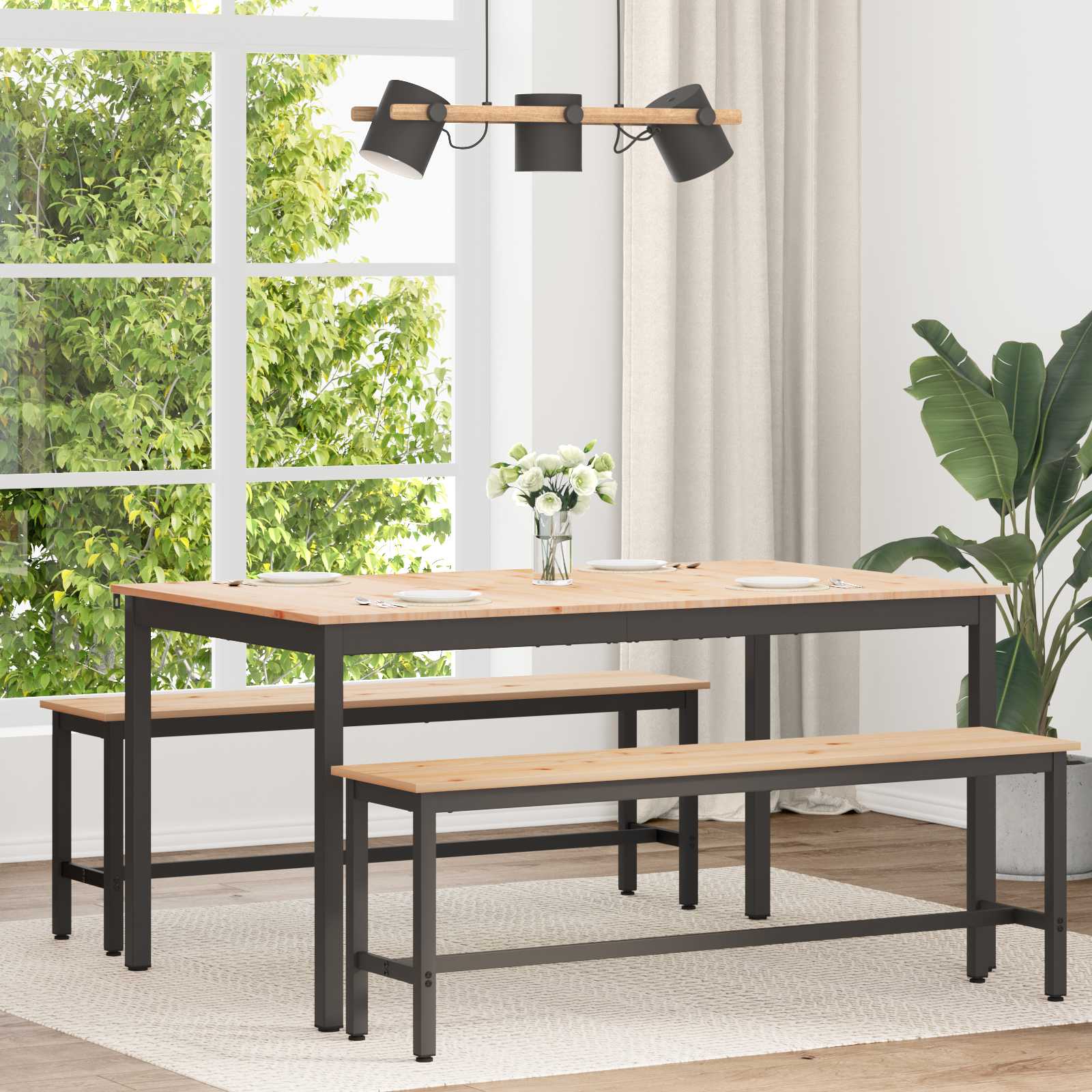 Eettafel Naturel 150 x 90 x 75 cm Massief grenenhout is nu te koop bij PeponiXL, paradijselijk wonen!