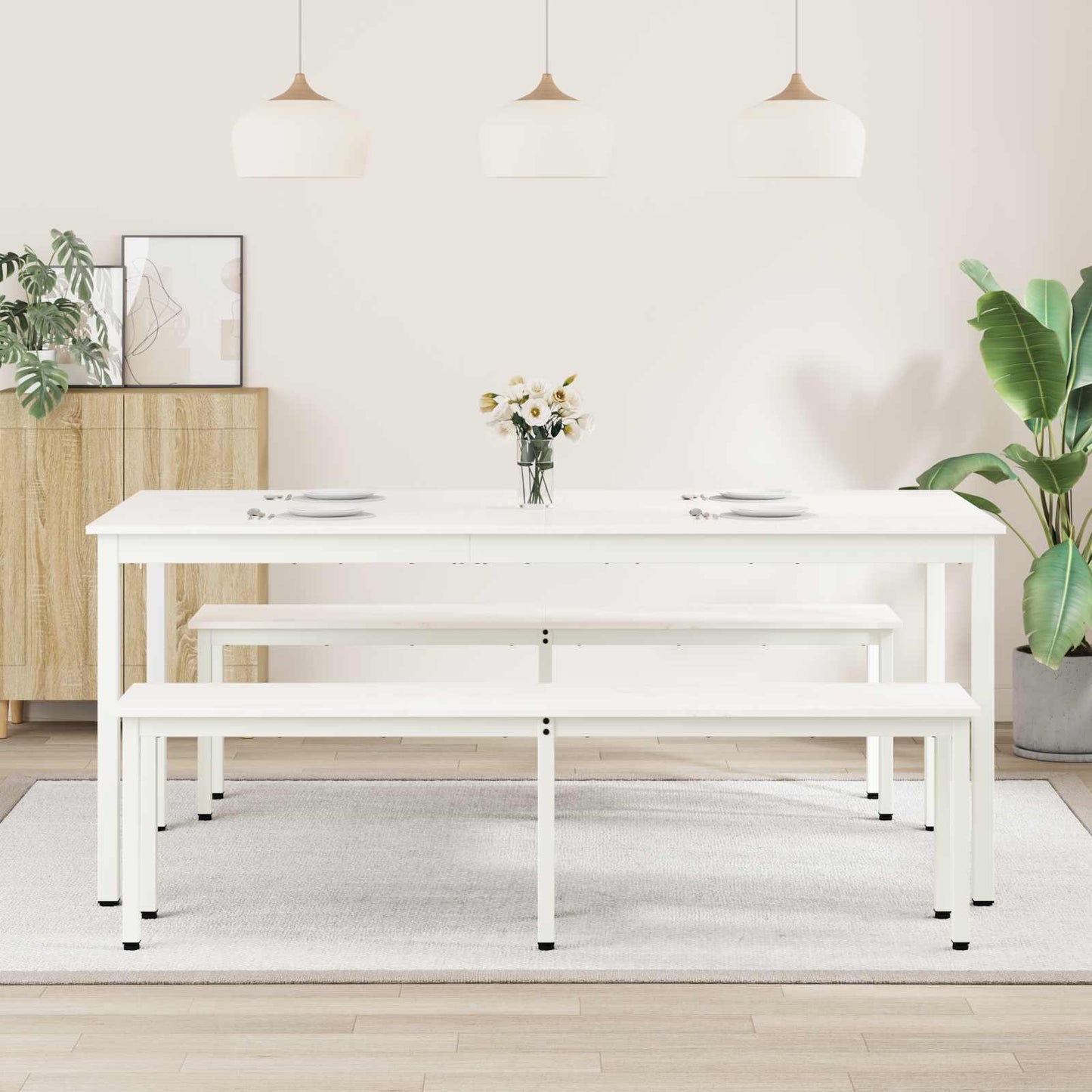 Eettafel Wit 180 x 90 x 75 cm Massief grenenhout is nu te koop bij PeponiXL, paradijselijk wonen!