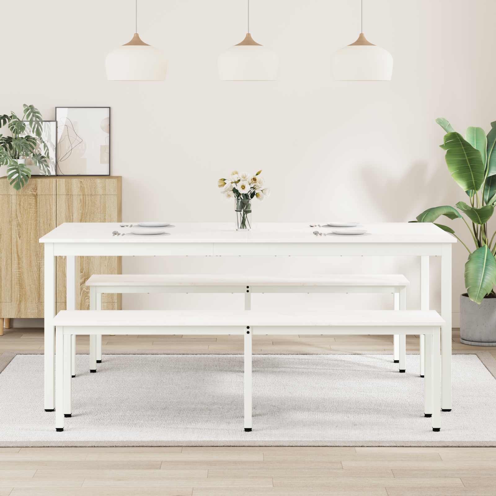 Eettafel Wit 180 x 90 x 75 cm Massief grenenhout is nu te koop bij PeponiXL, paradijselijk wonen!