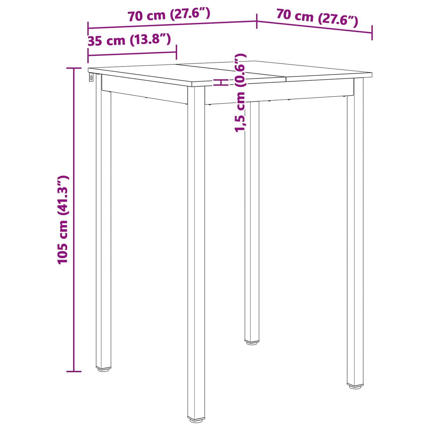 Bartafel Naturel 110 x 55 x 105 cm Massief grenenhout is nu te koop bij PeponiXL, paradijselijk wonen!