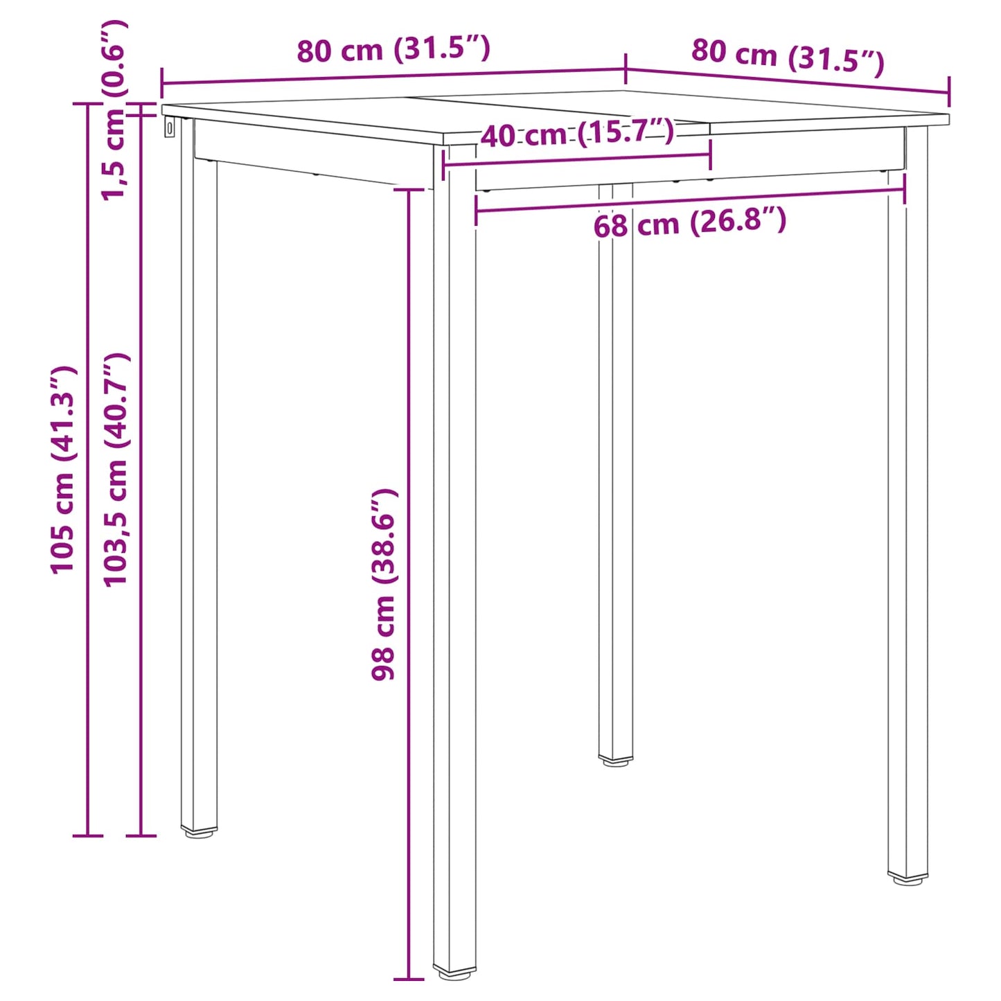 Bartafel Wit 110 x 55 x 105 cm Massief grenenhout is nu te koop bij PeponiXL, paradijselijk wonen!