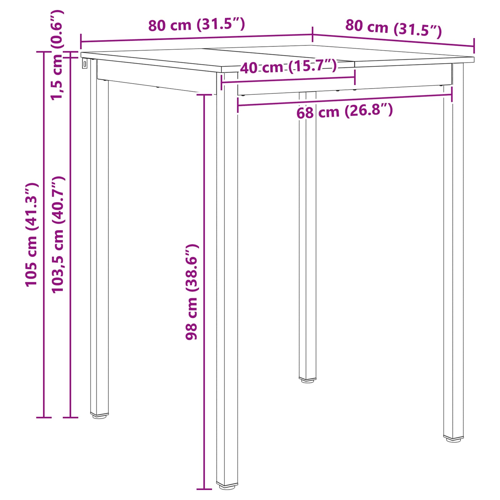 Bartafel Wit 110 x 55 x 105 cm Massief grenenhout is nu te koop bij PeponiXL, paradijselijk wonen!