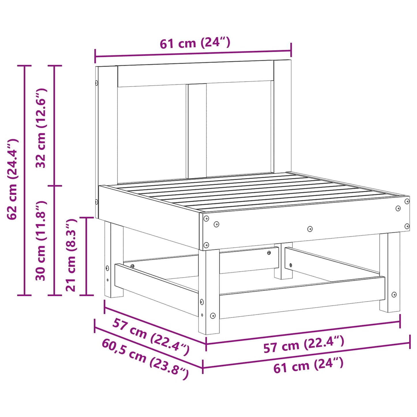 Tuin Midden Sofa Massief grenenhout Wasbruin 61 x 60,5 x 62 cm is nu te koop bij PeponiXL, paradijselijk wonen!