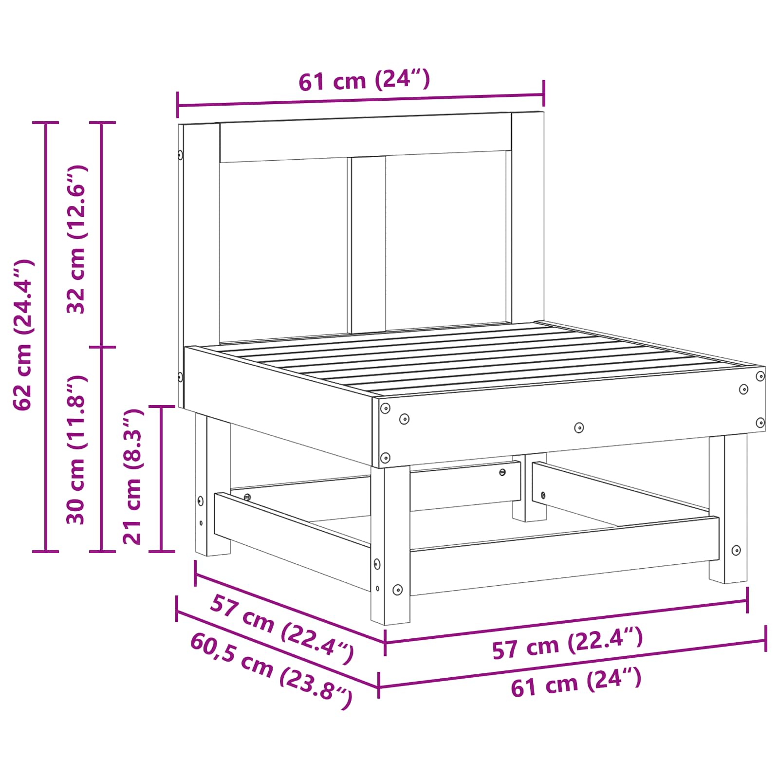 Tuin Midden Sofa Massief grenenhout Wasbruin 61 x 60,5 x 62 cm is nu te koop bij PeponiXL, paradijselijk wonen!