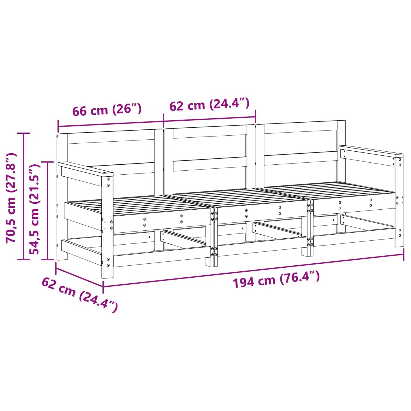 Sectie Sofa Eenheden 3 Stuk Wasbruin Massief grenenhout is nu te koop bij PeponiXL, paradijselijk wonen!