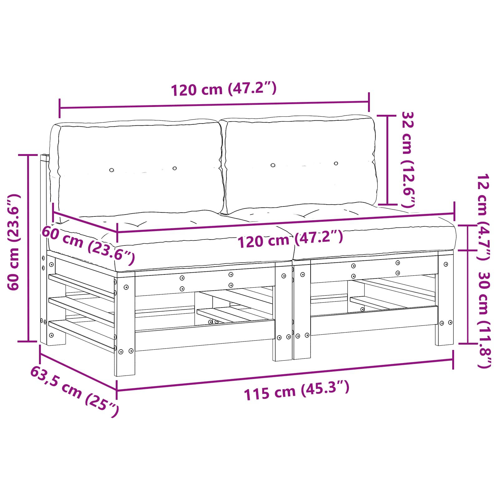 Tuin Midden Sofa Massief grenenhout Wasbruin is nu te koop bij PeponiXL, paradijselijk wonen!