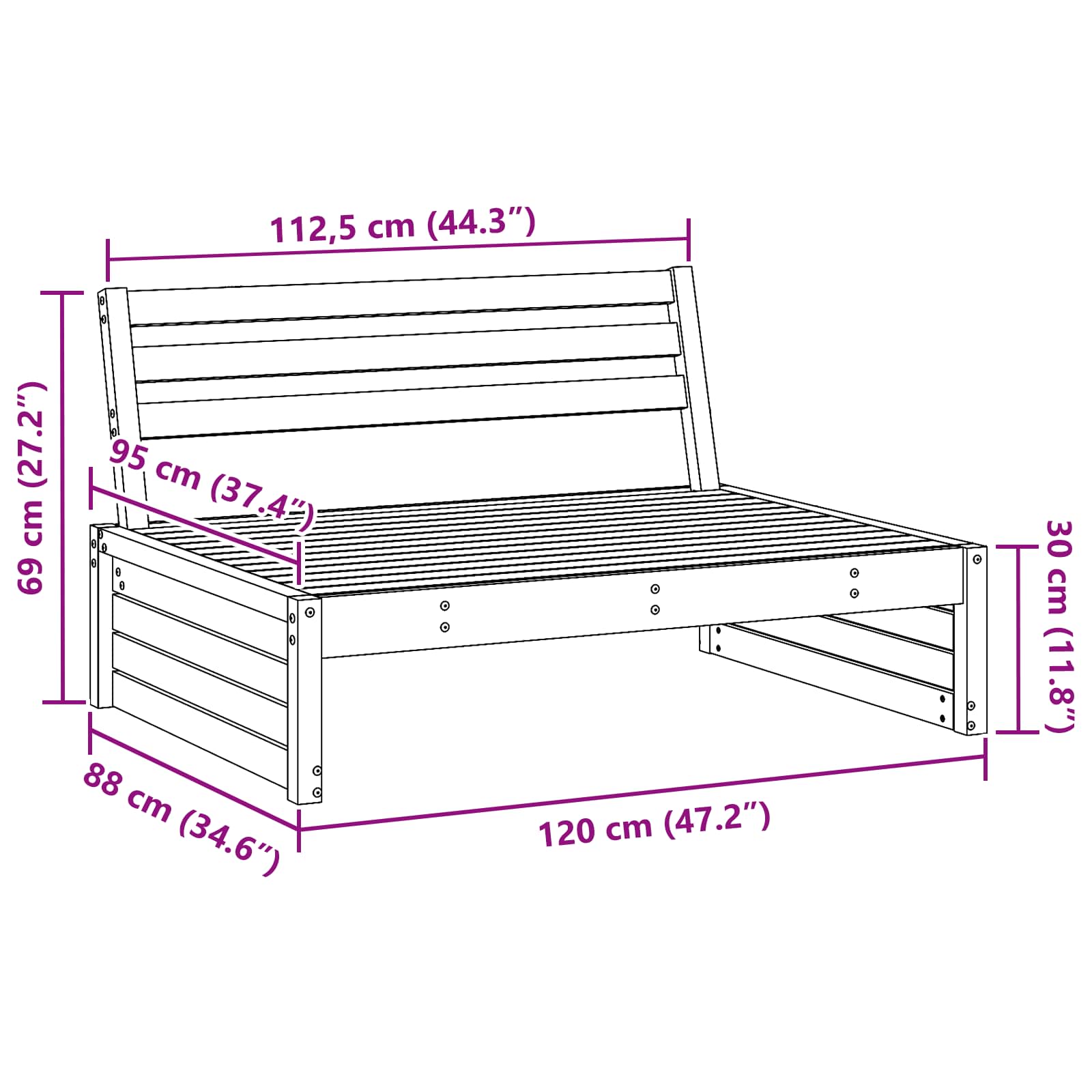Tuin Midden Sofa Massief Vurenhout Wasbruin 120 x 95 x 69 cm is nu te koop bij PeponiXL, paradijselijk wonen!