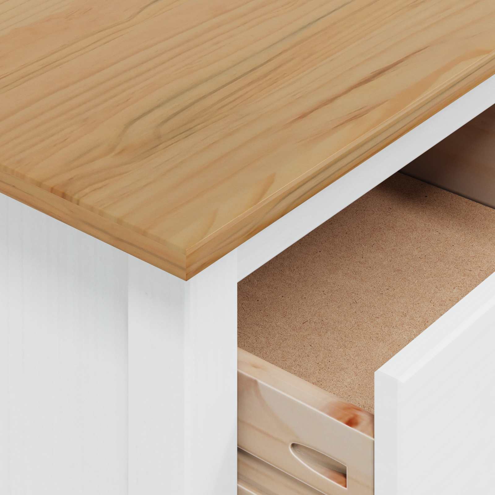 Nachtkastje met lade Wit en honingbruin 46 x 35 x 65 cm is nu te koop bij PeponiXL, paradijselijk wonen!