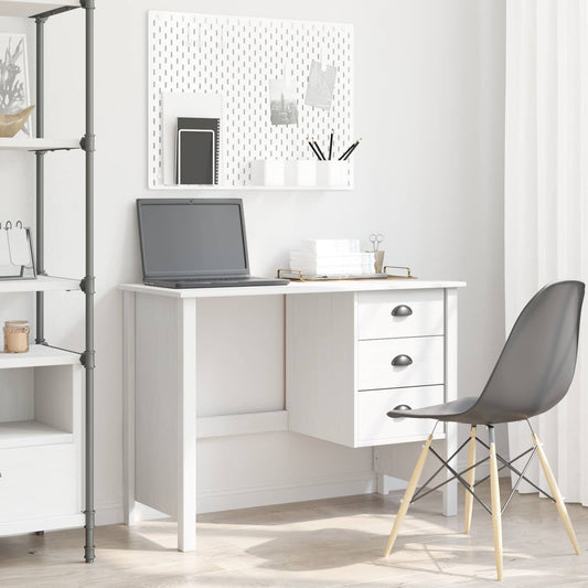 Bureau met lades HILL Wit 100 x 45 x 74 cm Massief grenenhout is nu te koop bij PeponiXL, paradijselijk wonen!