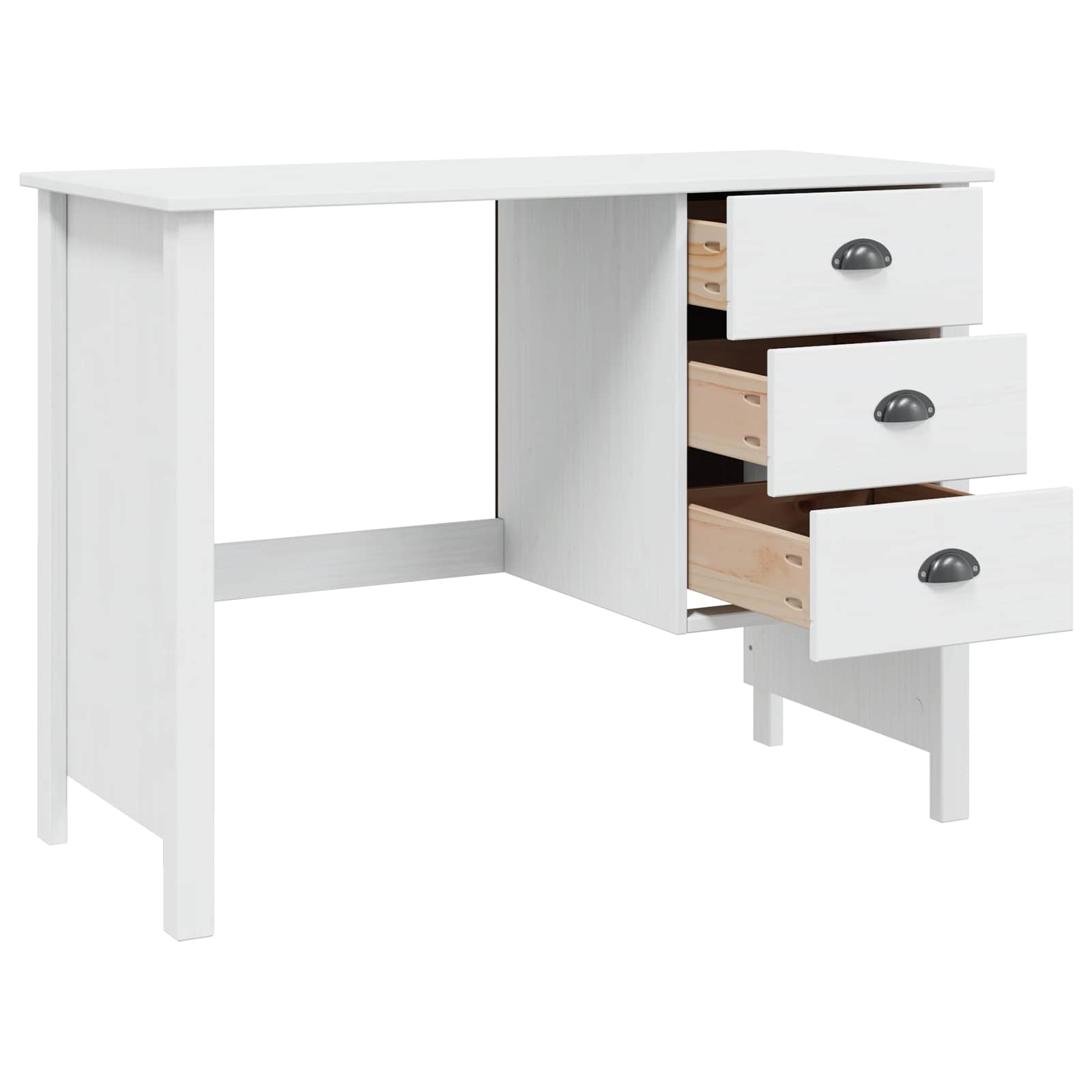 Bureau met lades Wit 100 x 45 x 74 cm Massief Vurenhout is nu te koop bij PeponiXL, paradijselijk wonen!